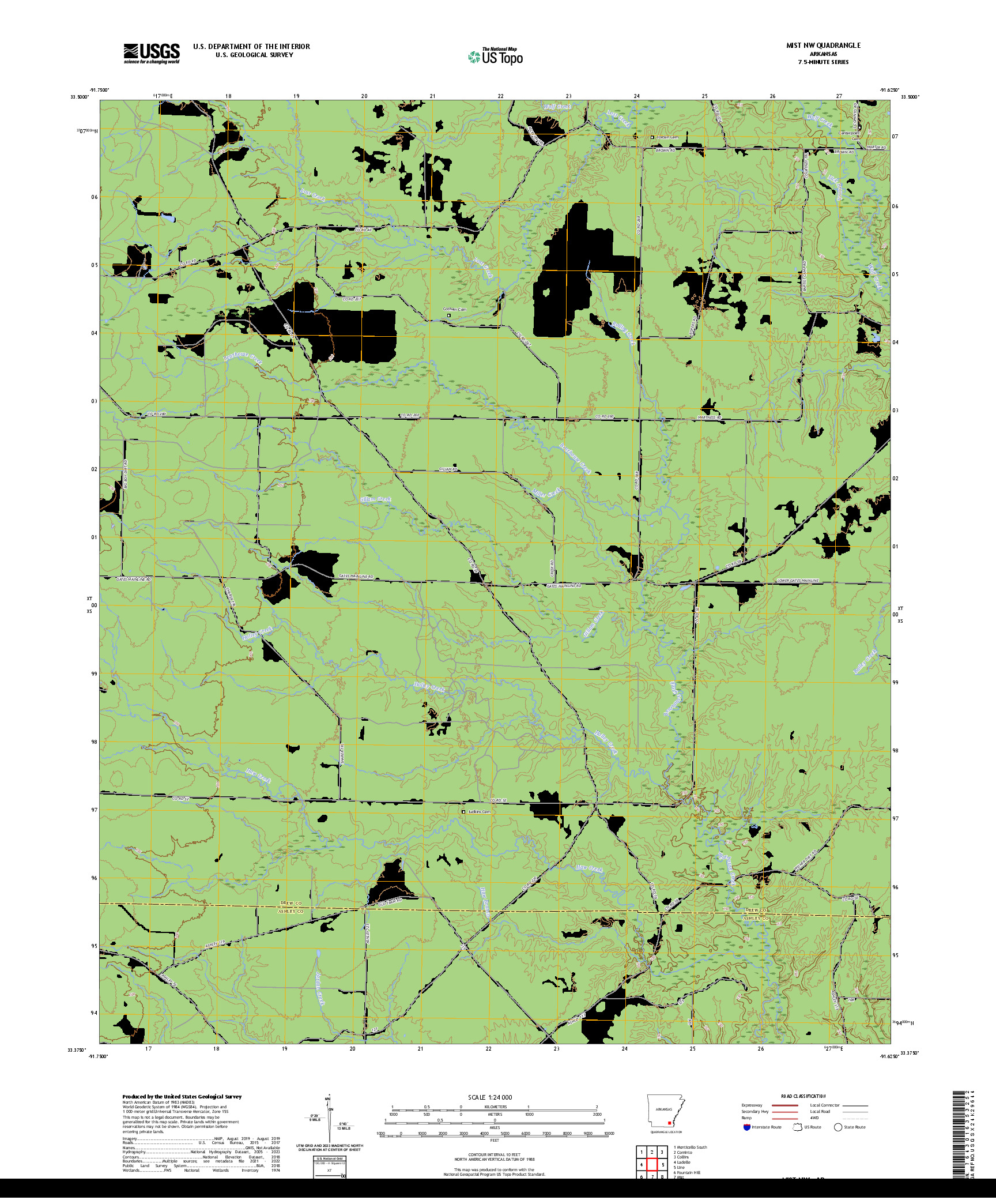 US TOPO 7.5-MINUTE MAP FOR MIST NW, AR