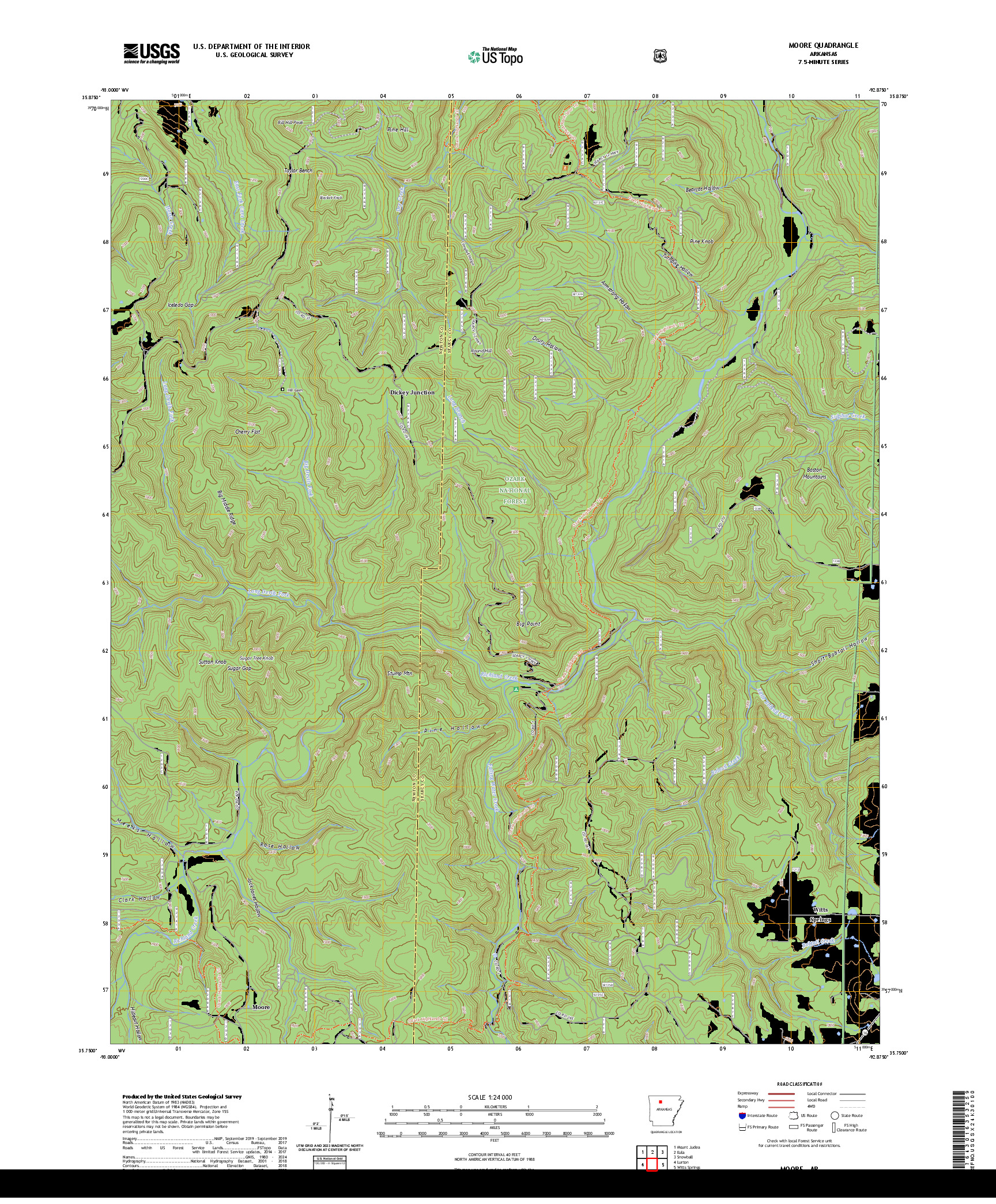 US TOPO 7.5-MINUTE MAP FOR MOORE, AR