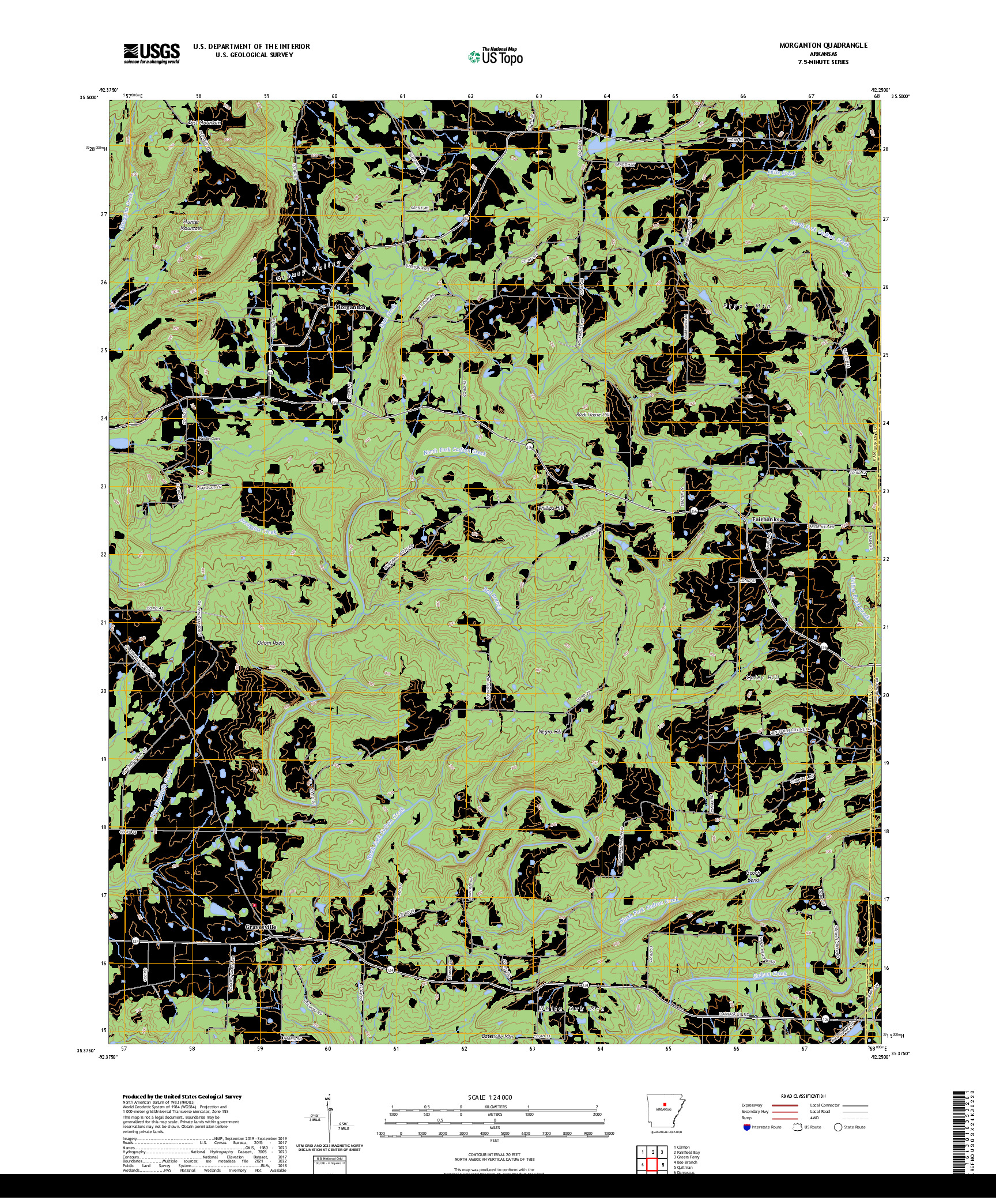 US TOPO 7.5-MINUTE MAP FOR MORGANTON, AR
