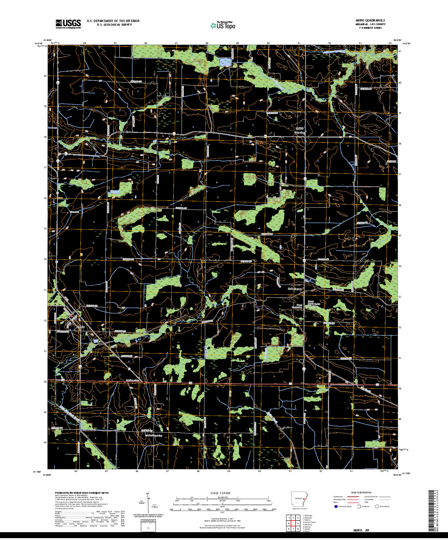 US TOPO 7.5-MINUTE MAP FOR MORO, AR