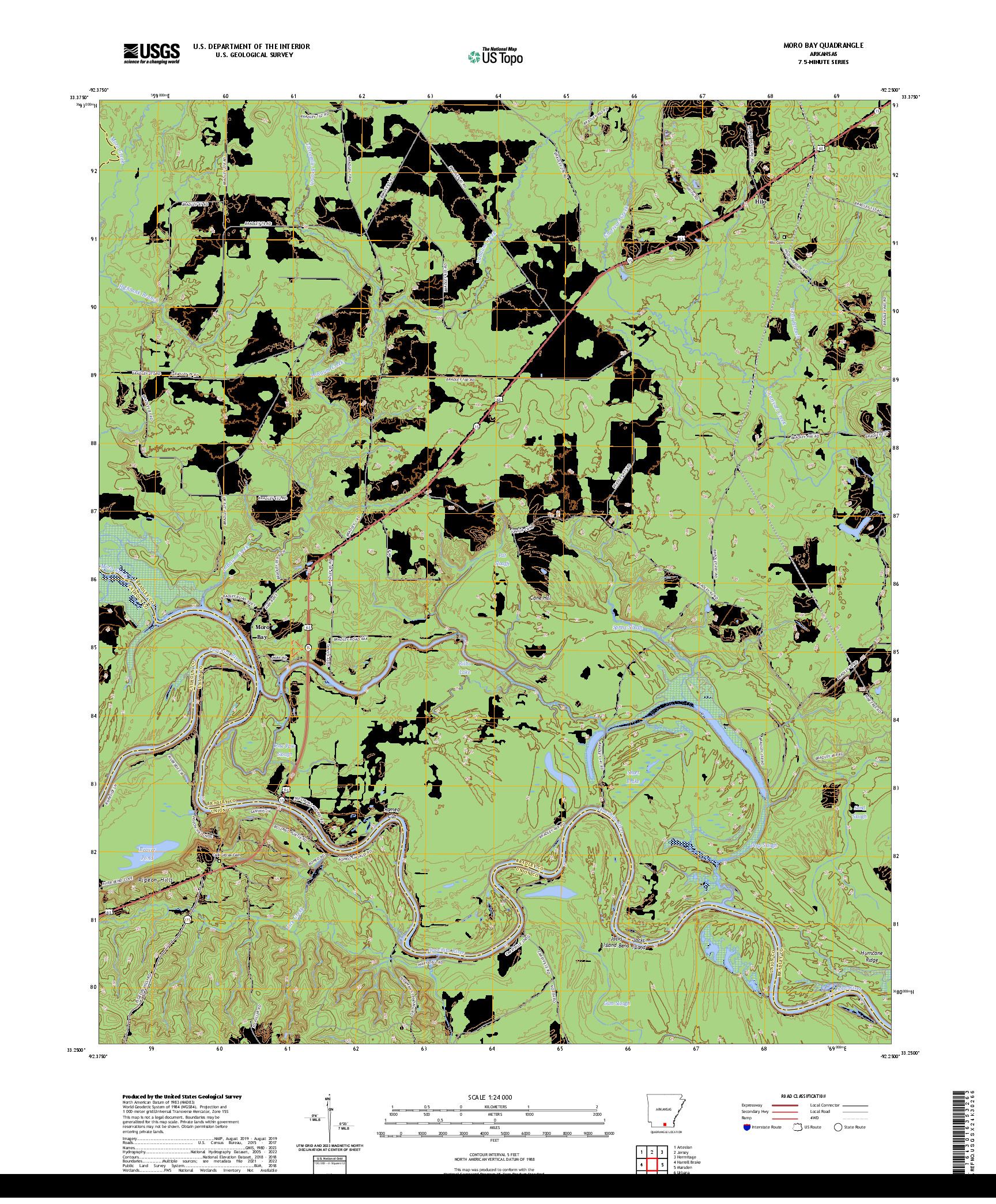 US TOPO 7.5-MINUTE MAP FOR MORO BAY, AR