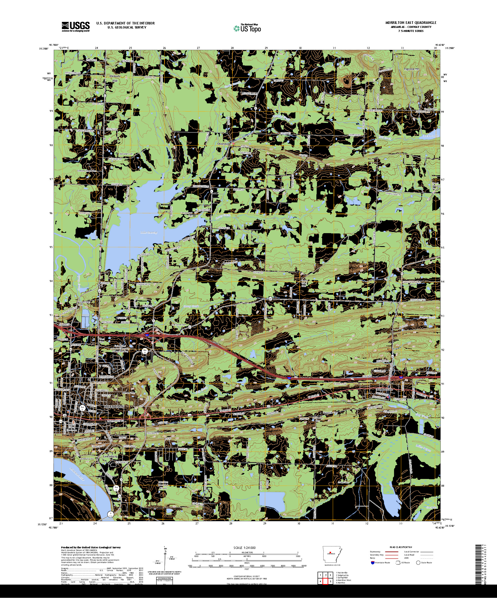 US TOPO 7.5-MINUTE MAP FOR MORRILTON EAST, AR
