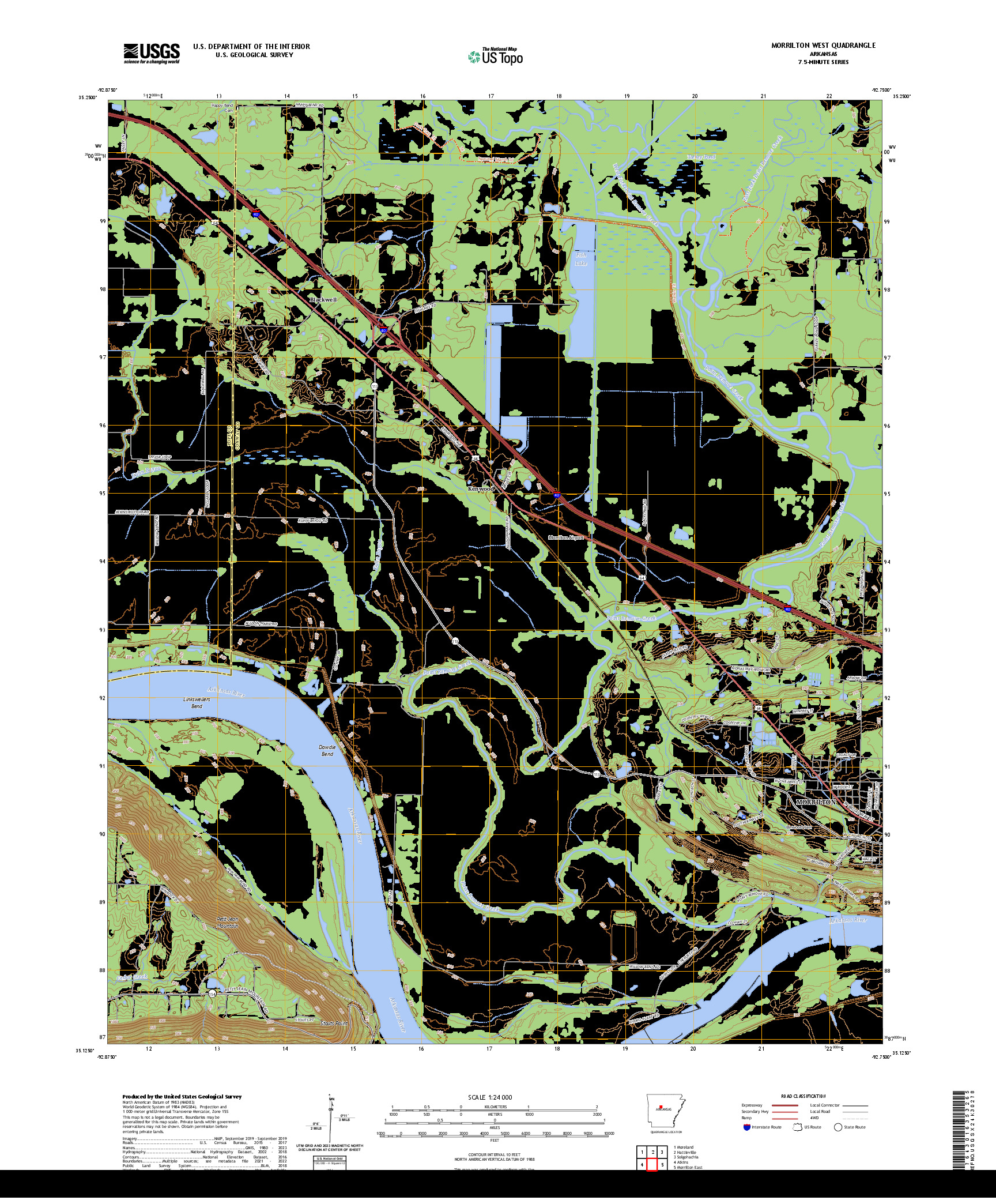 US TOPO 7.5-MINUTE MAP FOR MORRILTON WEST, AR
