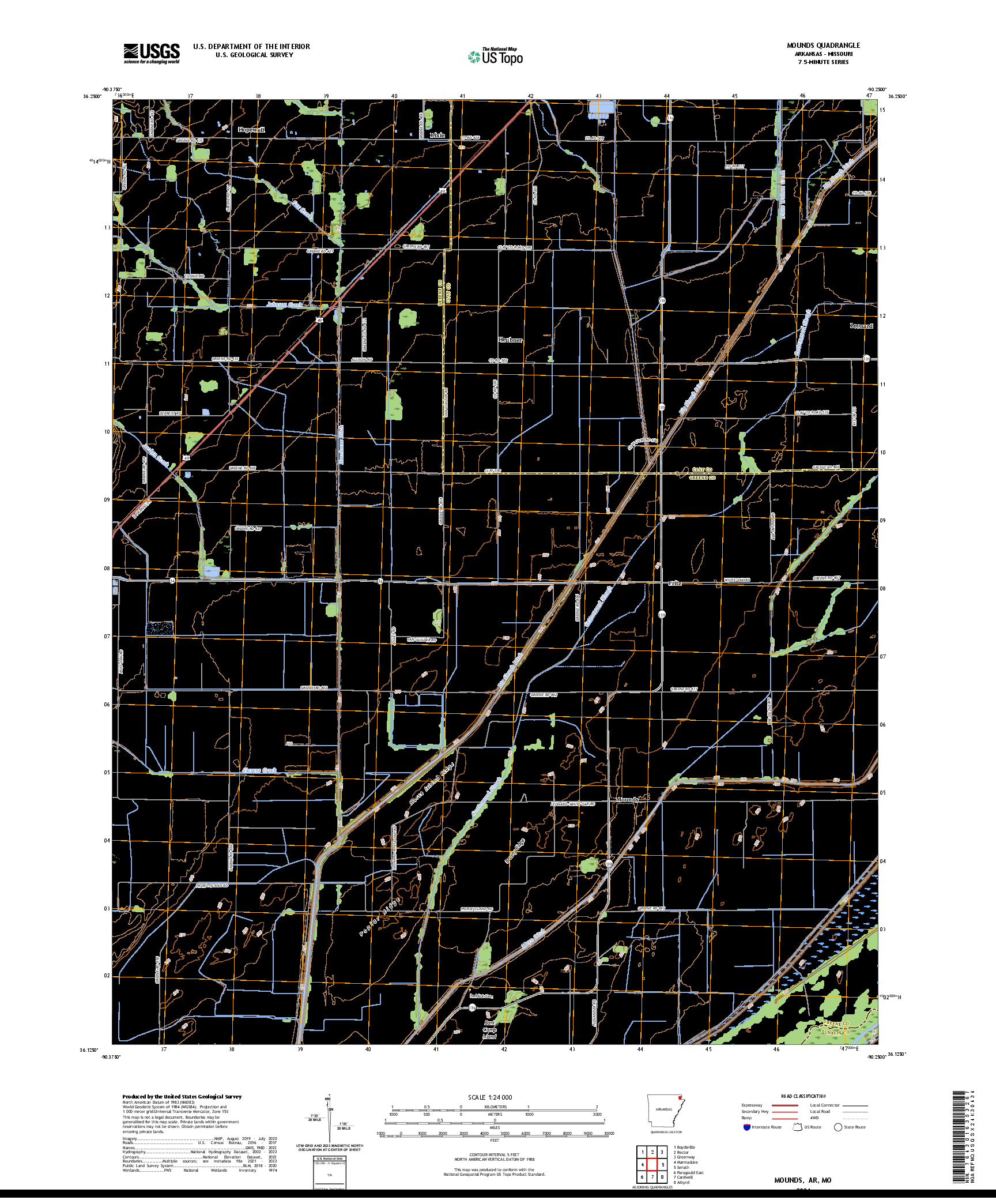US TOPO 7.5-MINUTE MAP FOR MOUNDS, AR,MO