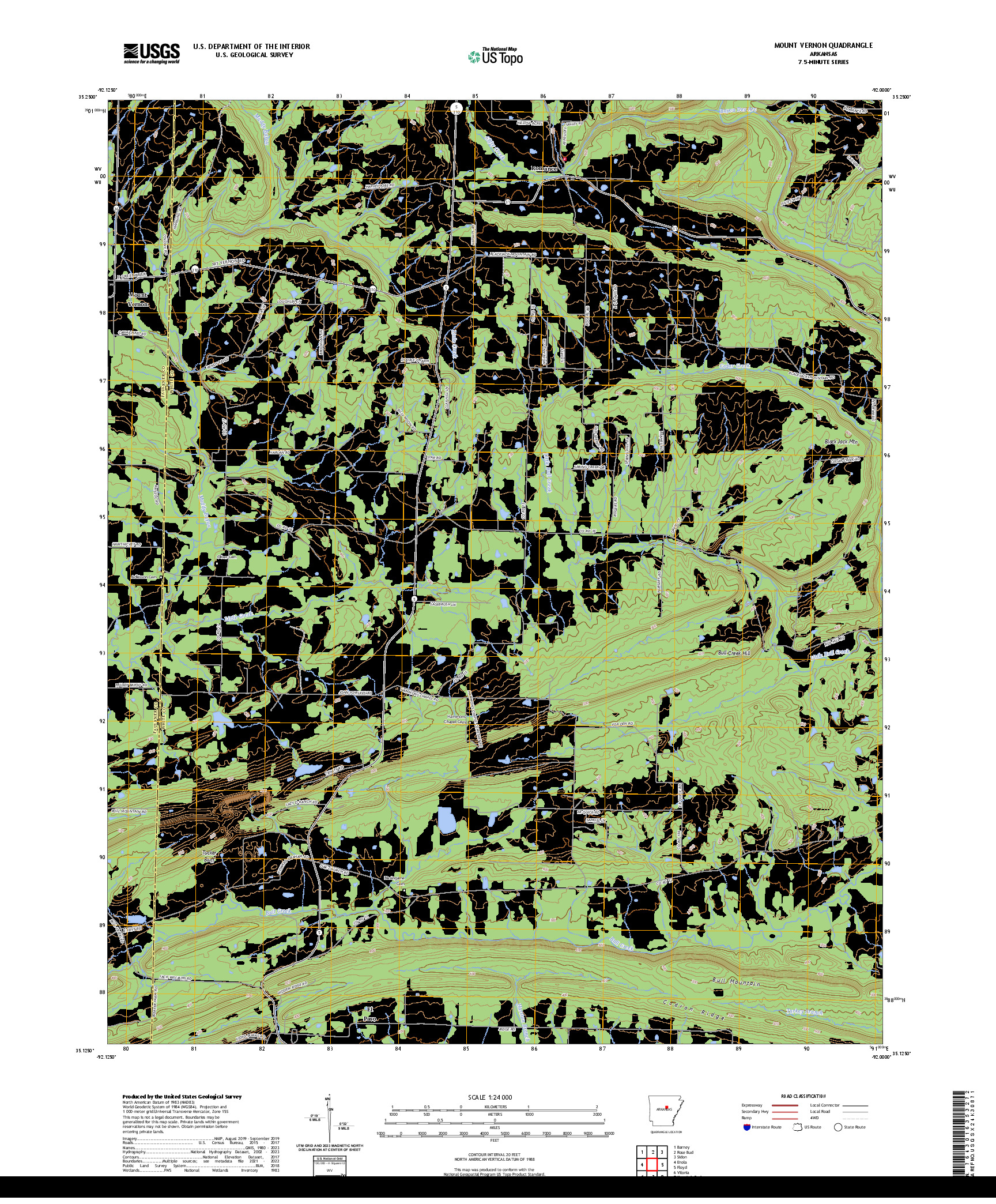 US TOPO 7.5-MINUTE MAP FOR MOUNT VERNON, AR