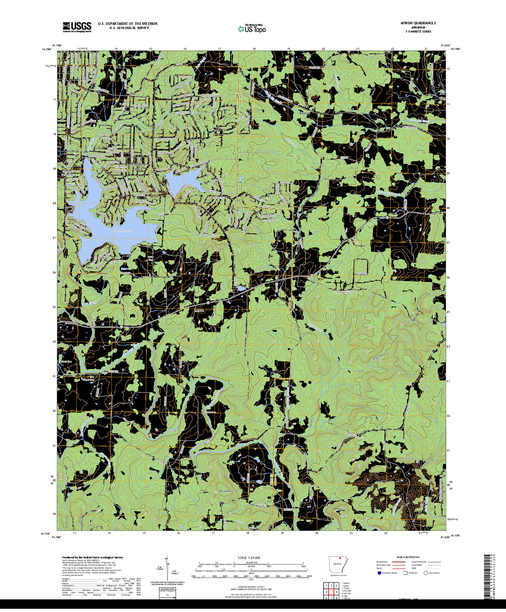 US TOPO 7.5-MINUTE MAP FOR MYRON, AR