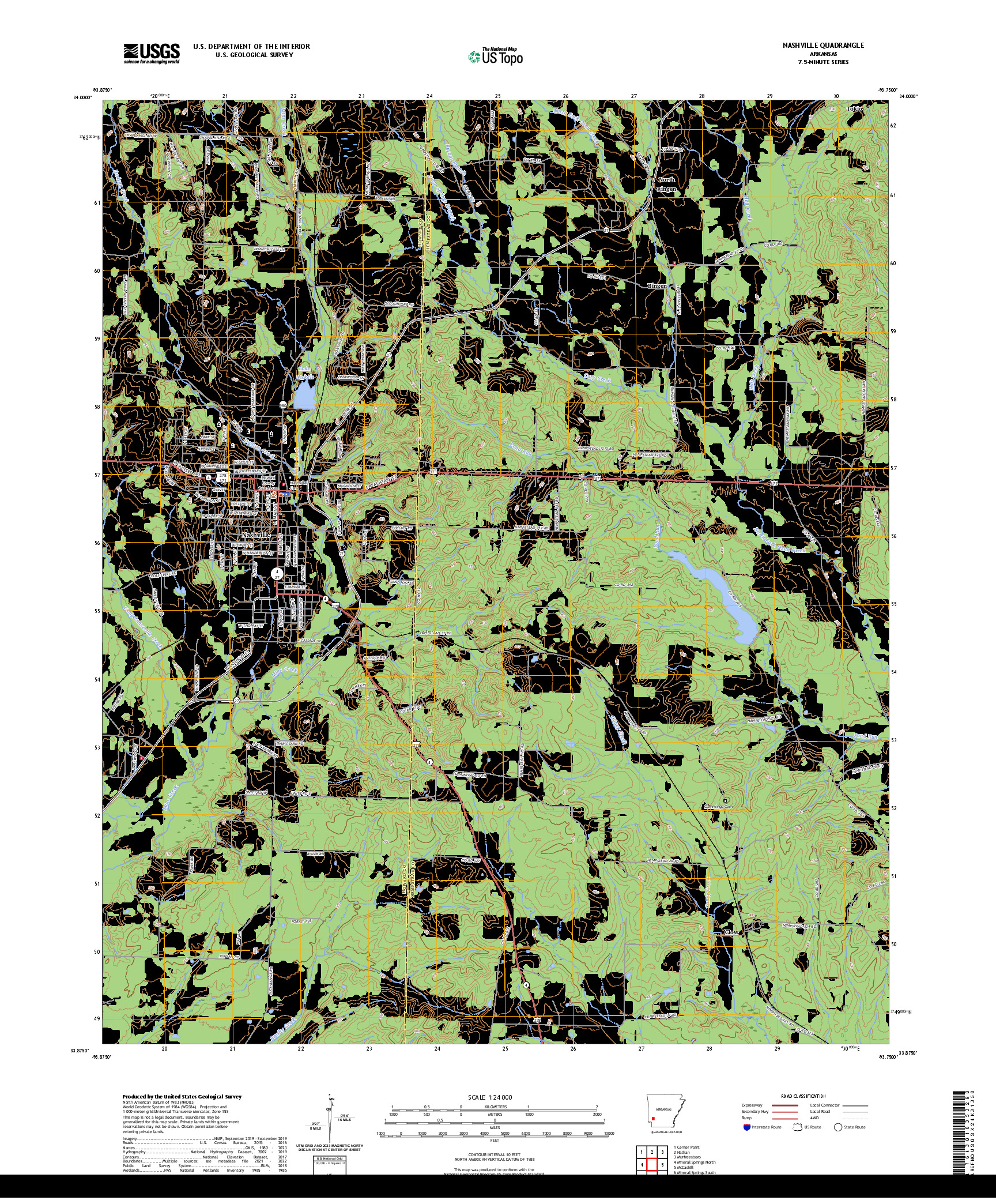 US TOPO 7.5-MINUTE MAP FOR NASHVILLE, AR
