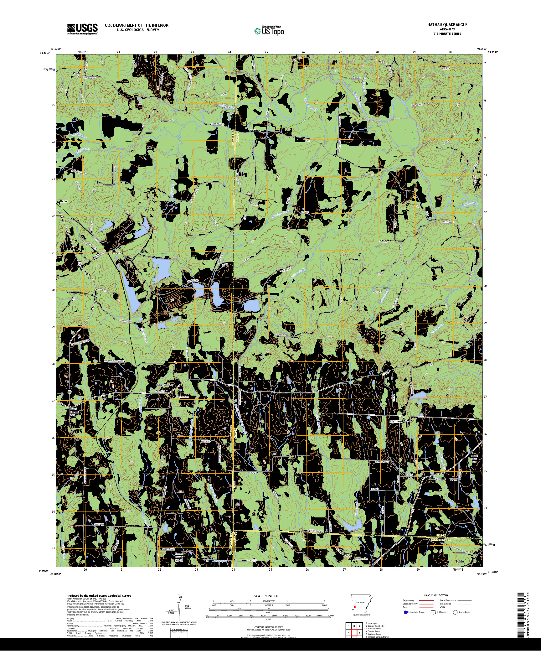 US TOPO 7.5-MINUTE MAP FOR NATHAN, AR