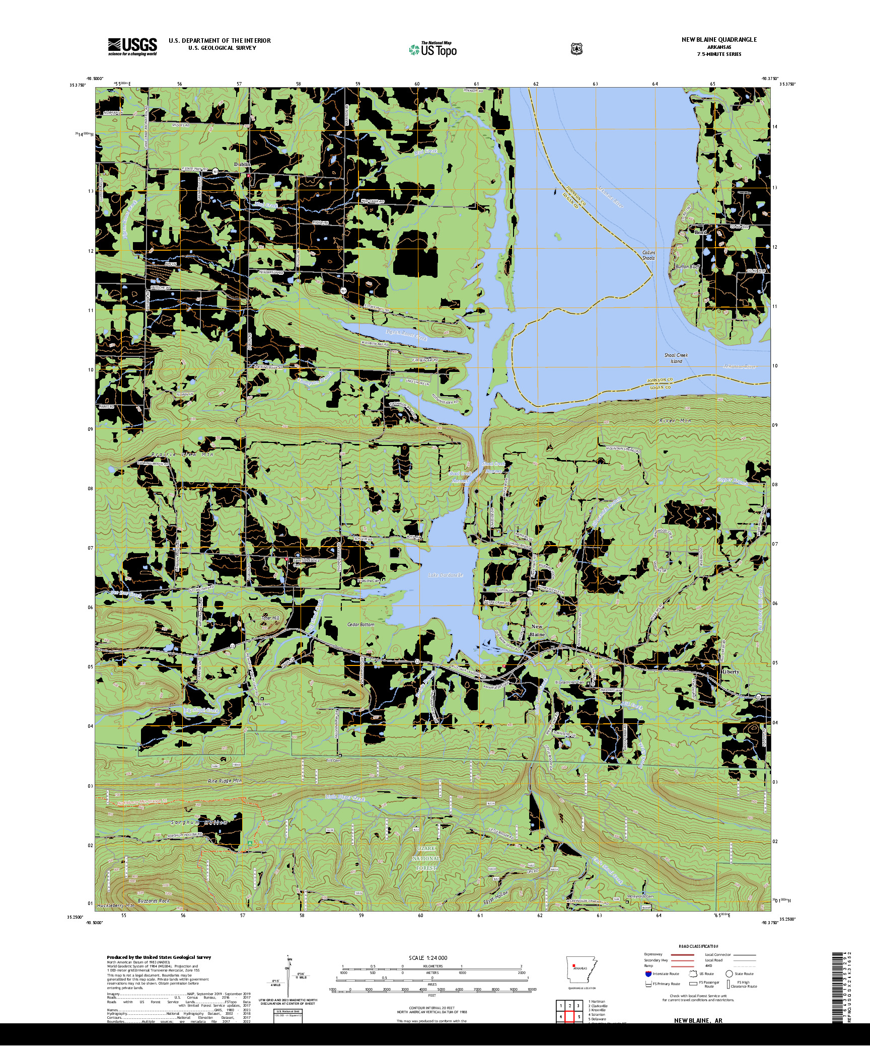 US TOPO 7.5-MINUTE MAP FOR NEW BLAINE, AR