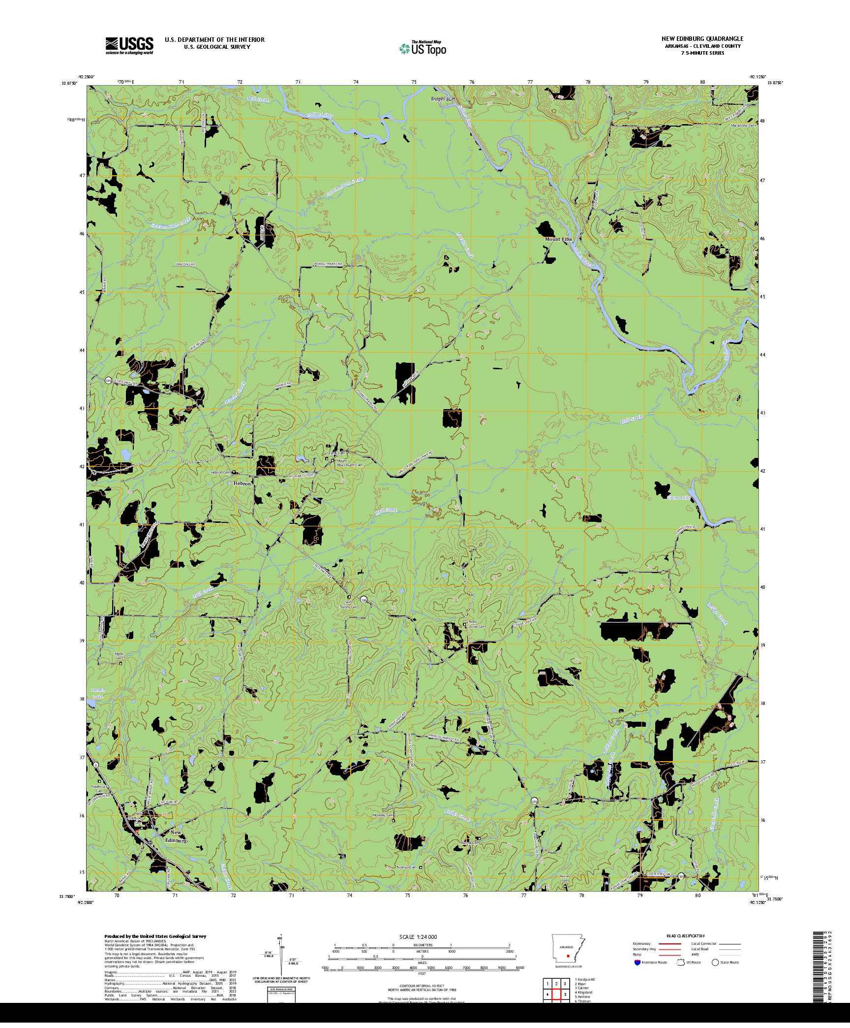 US TOPO 7.5-MINUTE MAP FOR NEW EDINBURG, AR
