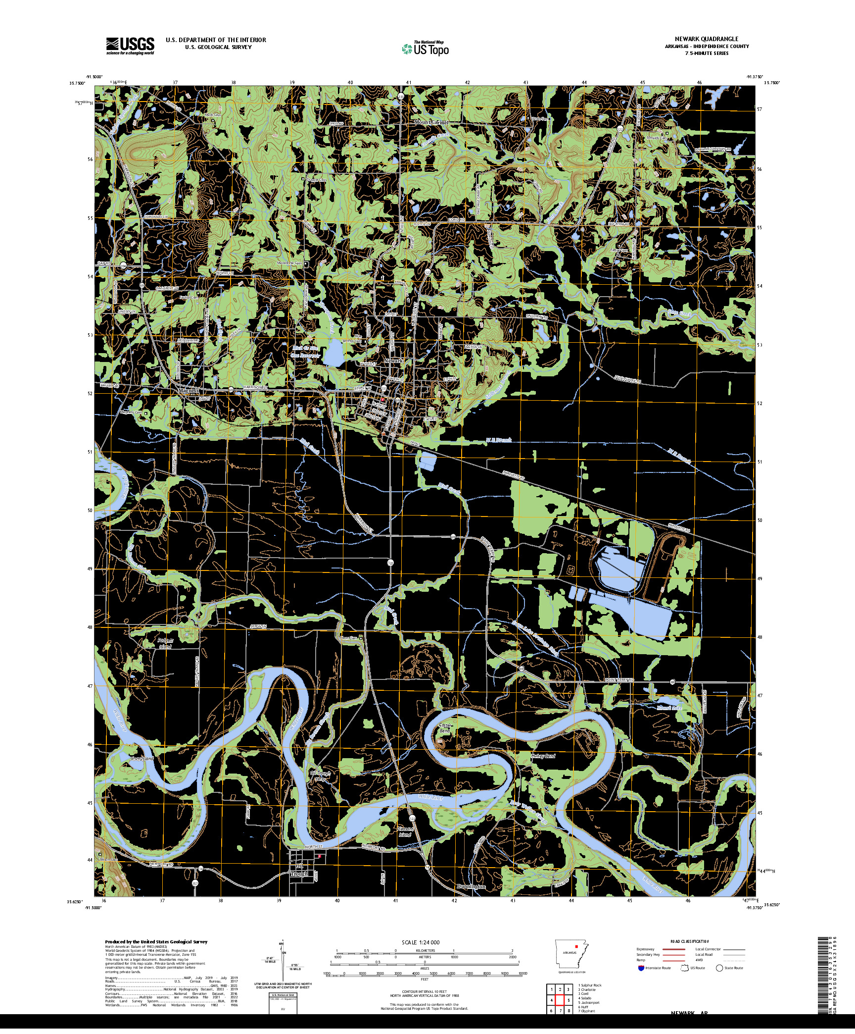 US TOPO 7.5-MINUTE MAP FOR NEWARK, AR