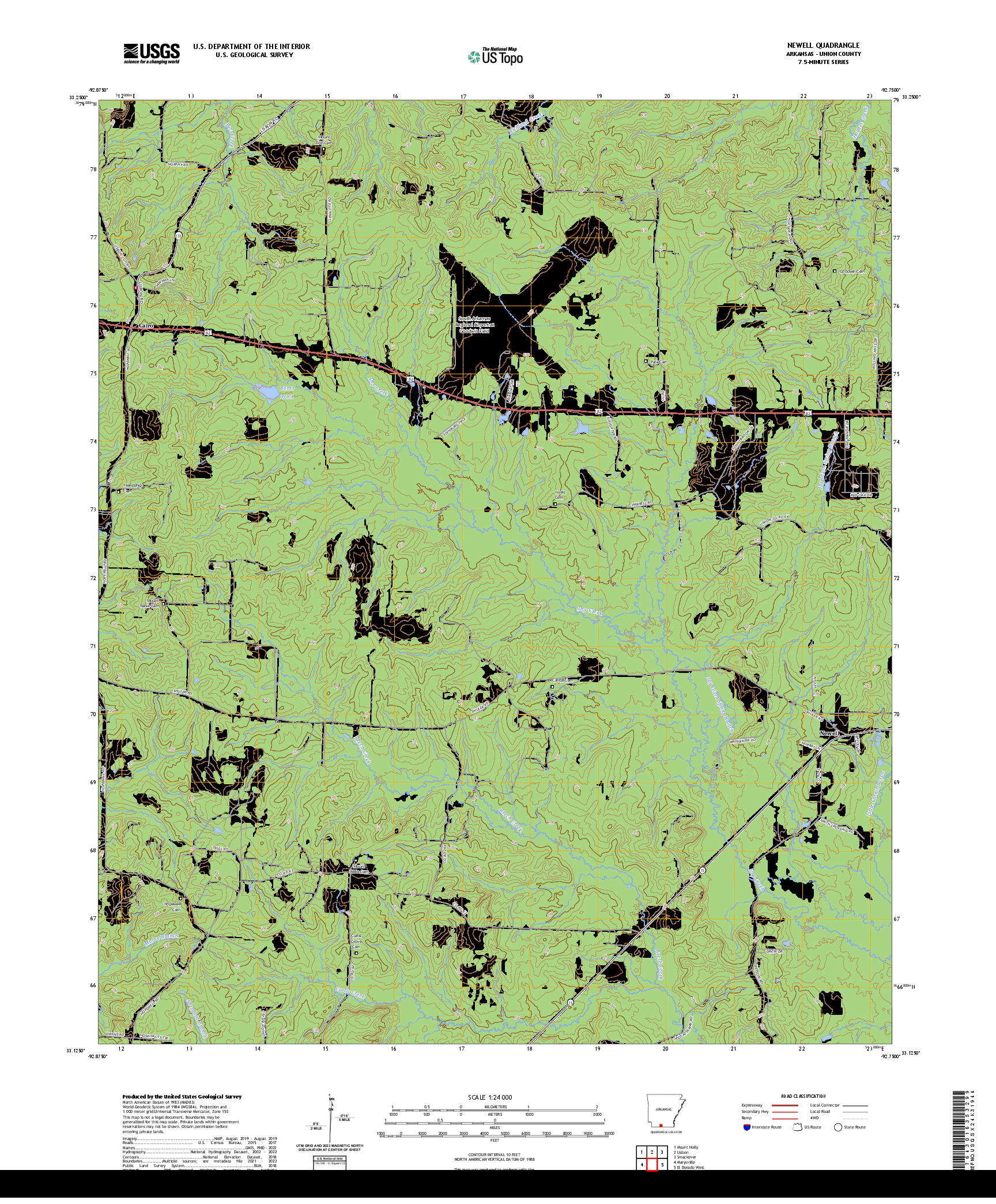 US TOPO 7.5-MINUTE MAP FOR NEWELL, AR