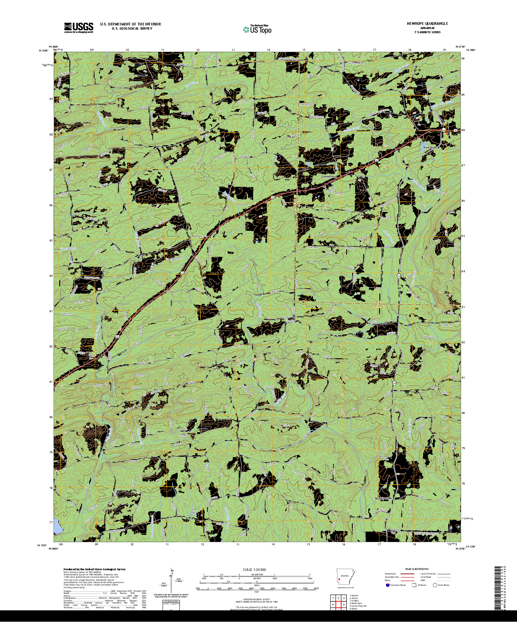 US TOPO 7.5-MINUTE MAP FOR NEWHOPE, AR