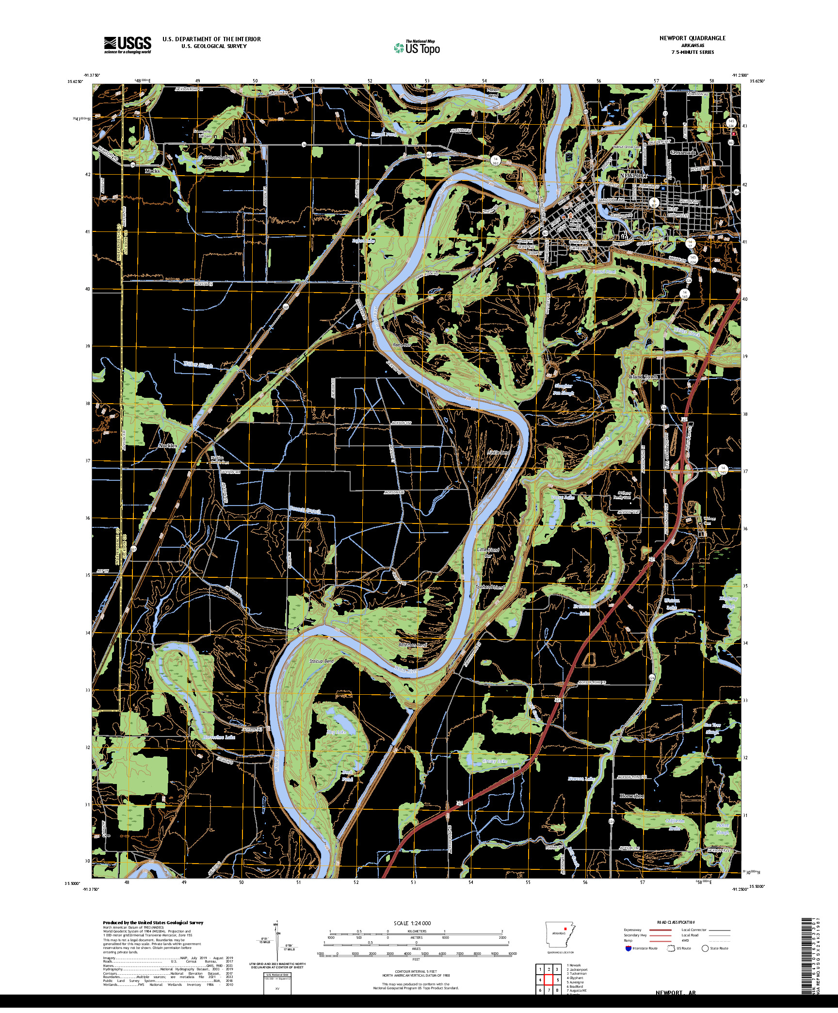 US TOPO 7.5-MINUTE MAP FOR NEWPORT, AR
