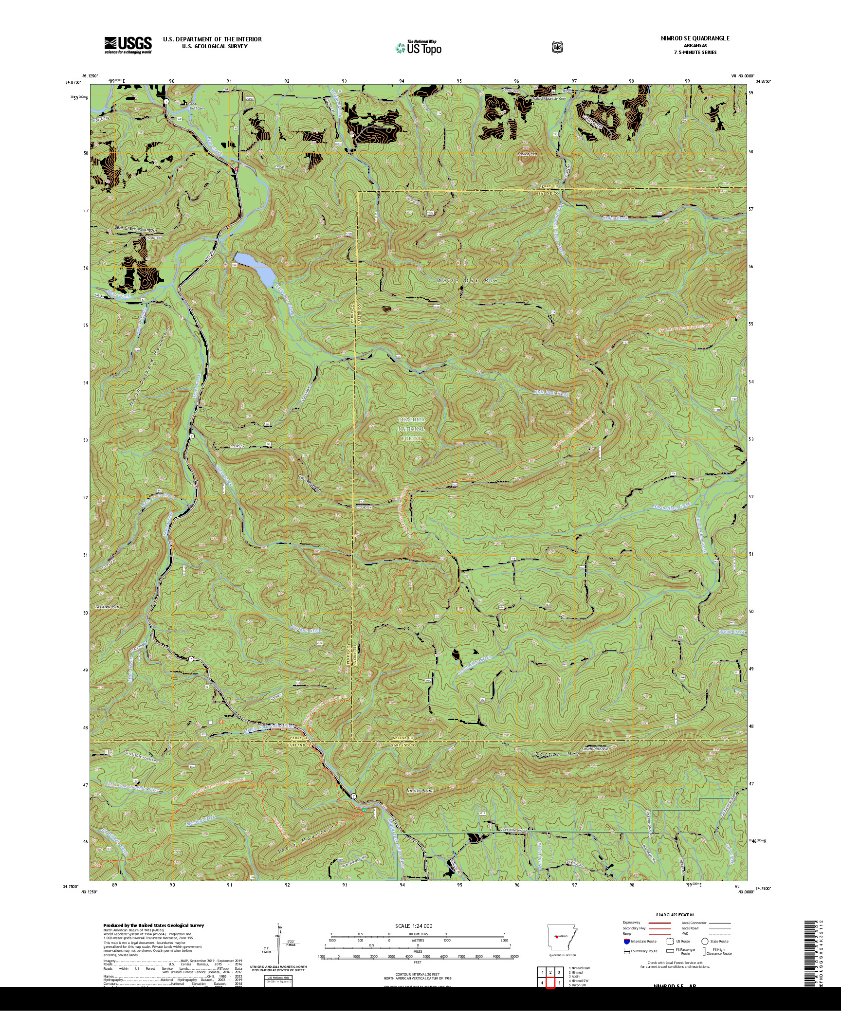 US TOPO 7.5-MINUTE MAP FOR NIMROD SE, AR