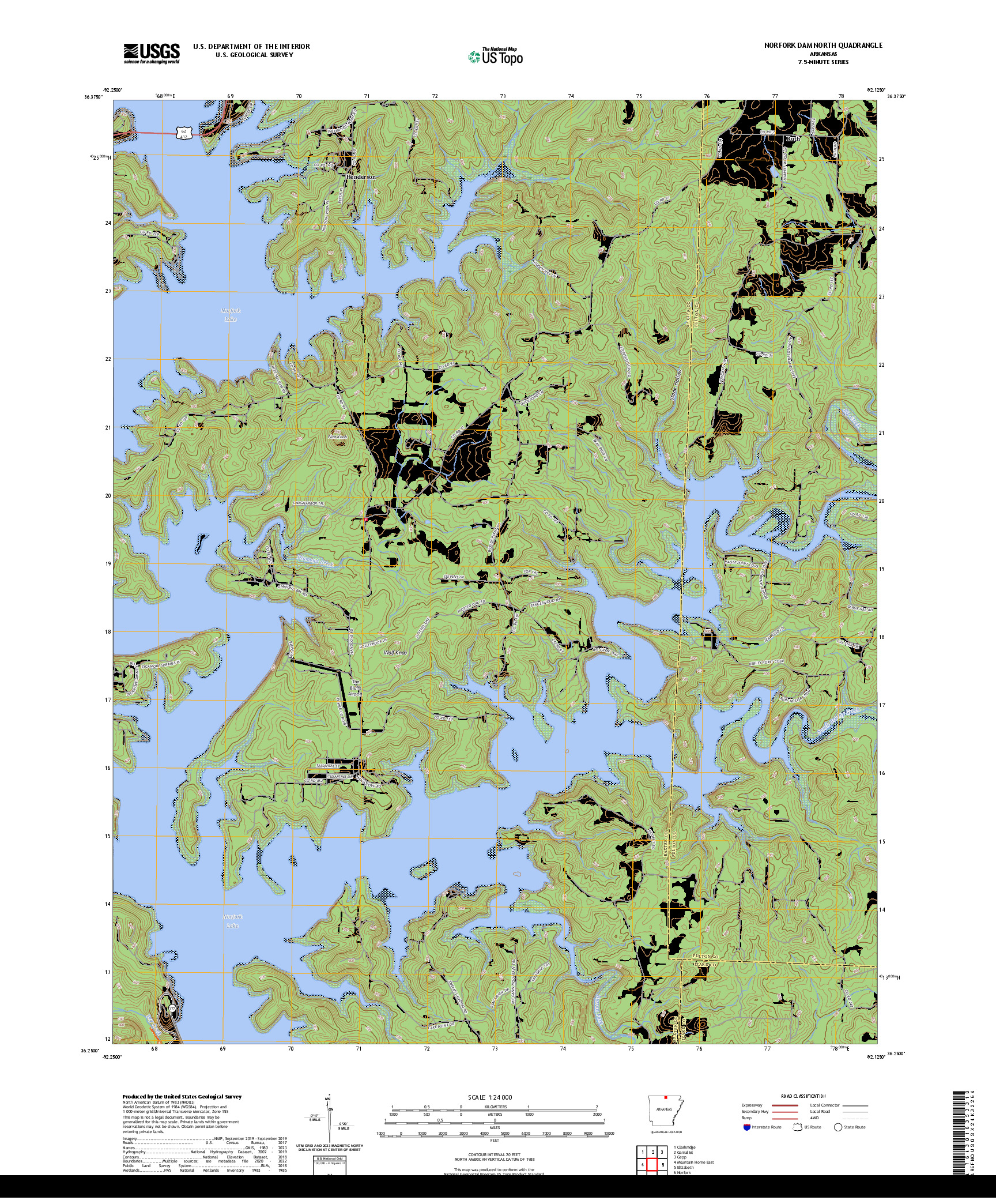US TOPO 7.5-MINUTE MAP FOR NORFORK DAM NORTH, AR