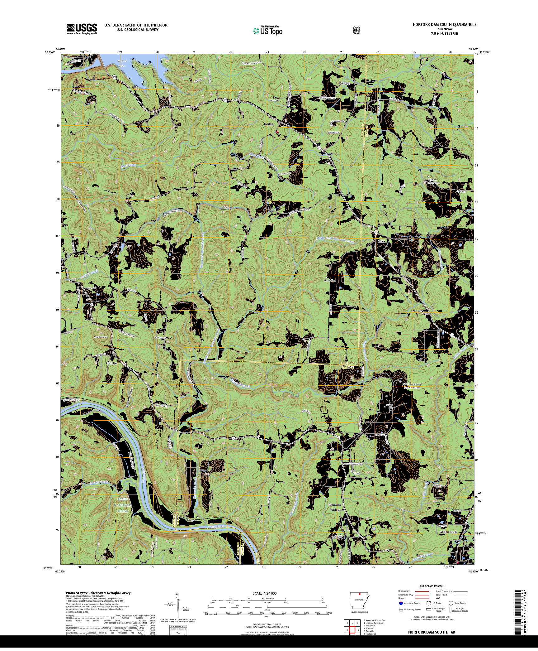 US TOPO 7.5-MINUTE MAP FOR NORFORK DAM SOUTH, AR