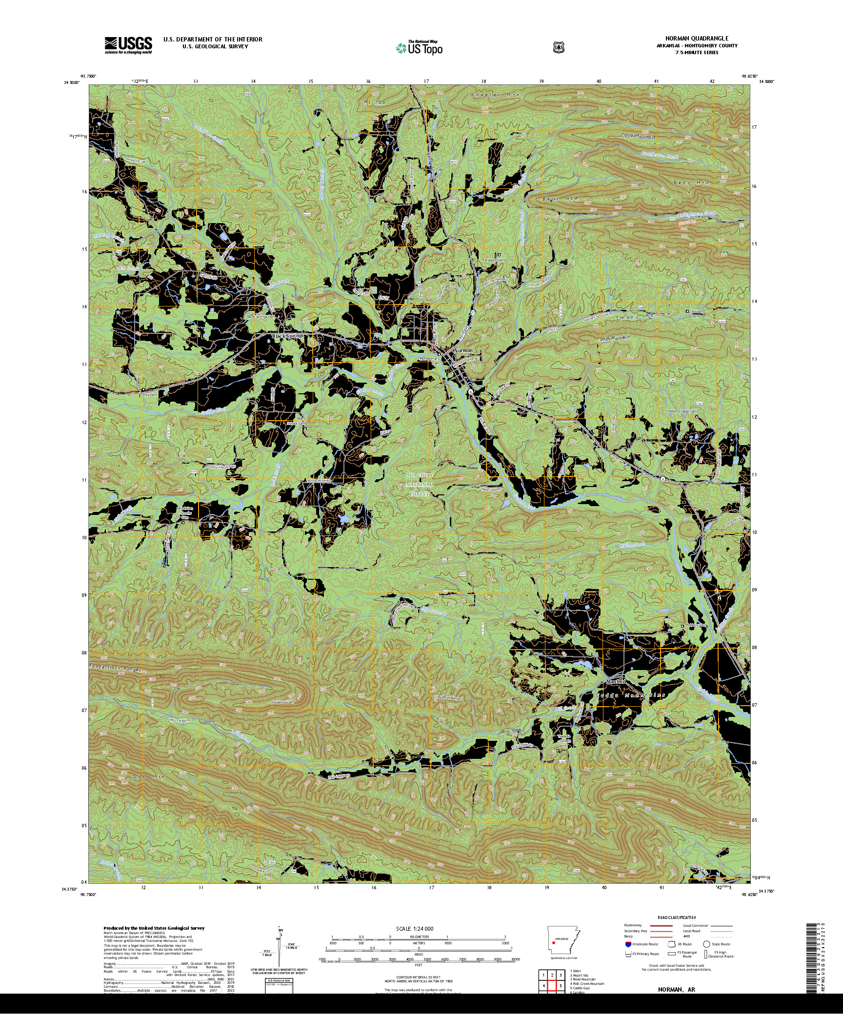 US TOPO 7.5-MINUTE MAP FOR NORMAN, AR