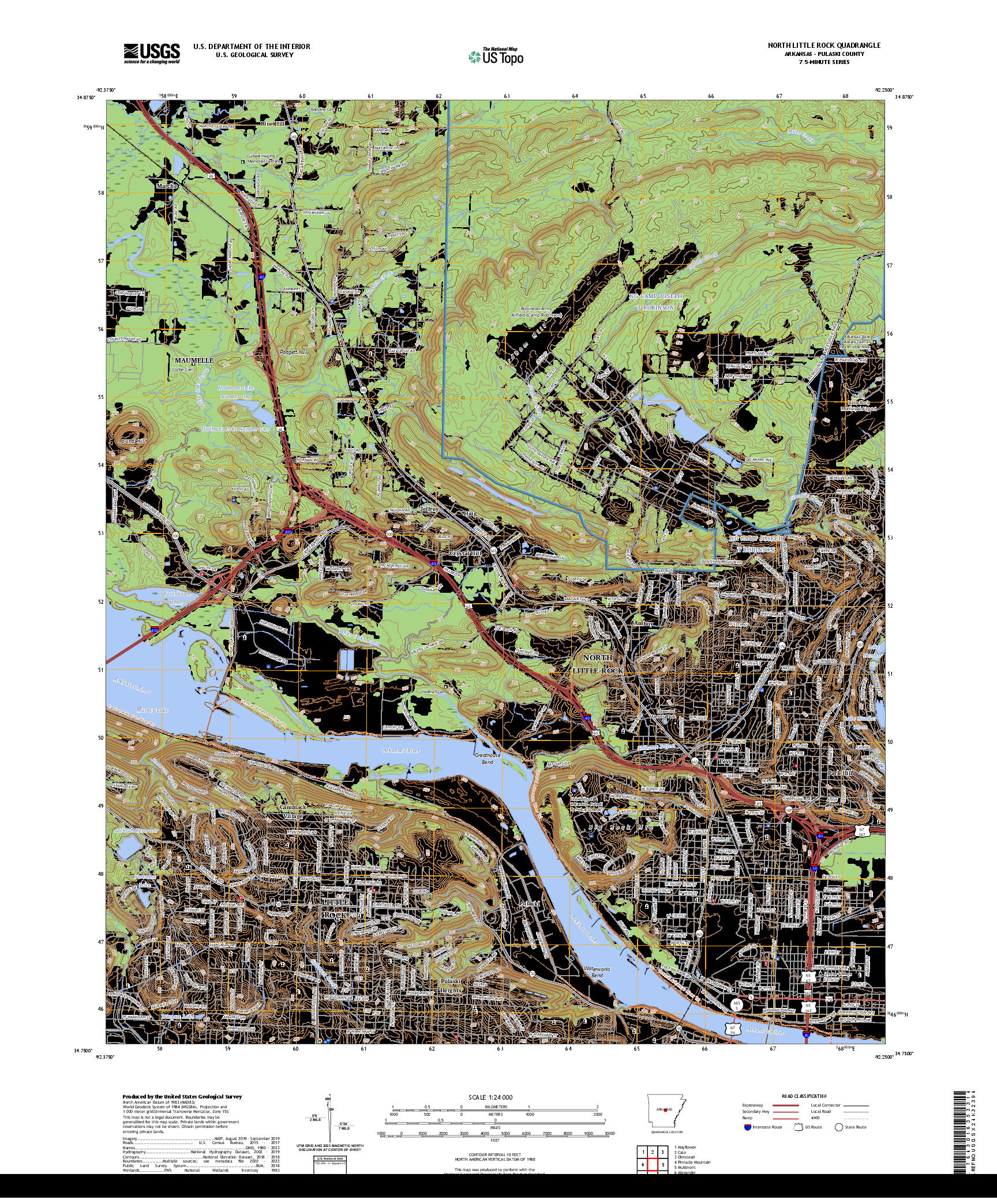 US TOPO 7.5-MINUTE MAP FOR NORTH LITTLE ROCK, AR