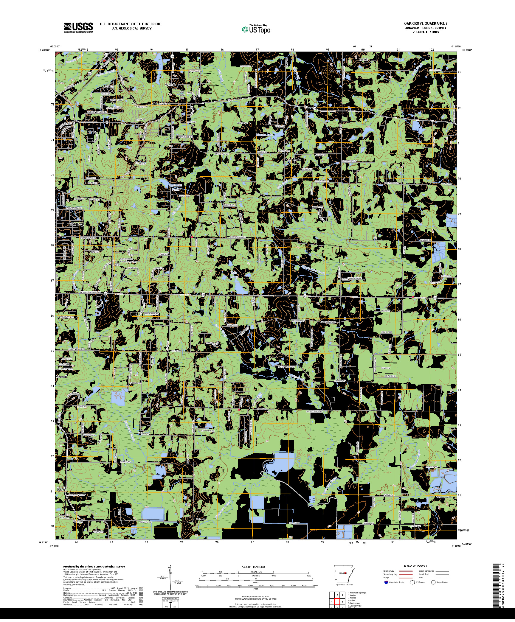 US TOPO 7.5-MINUTE MAP FOR OAK GROVE, AR