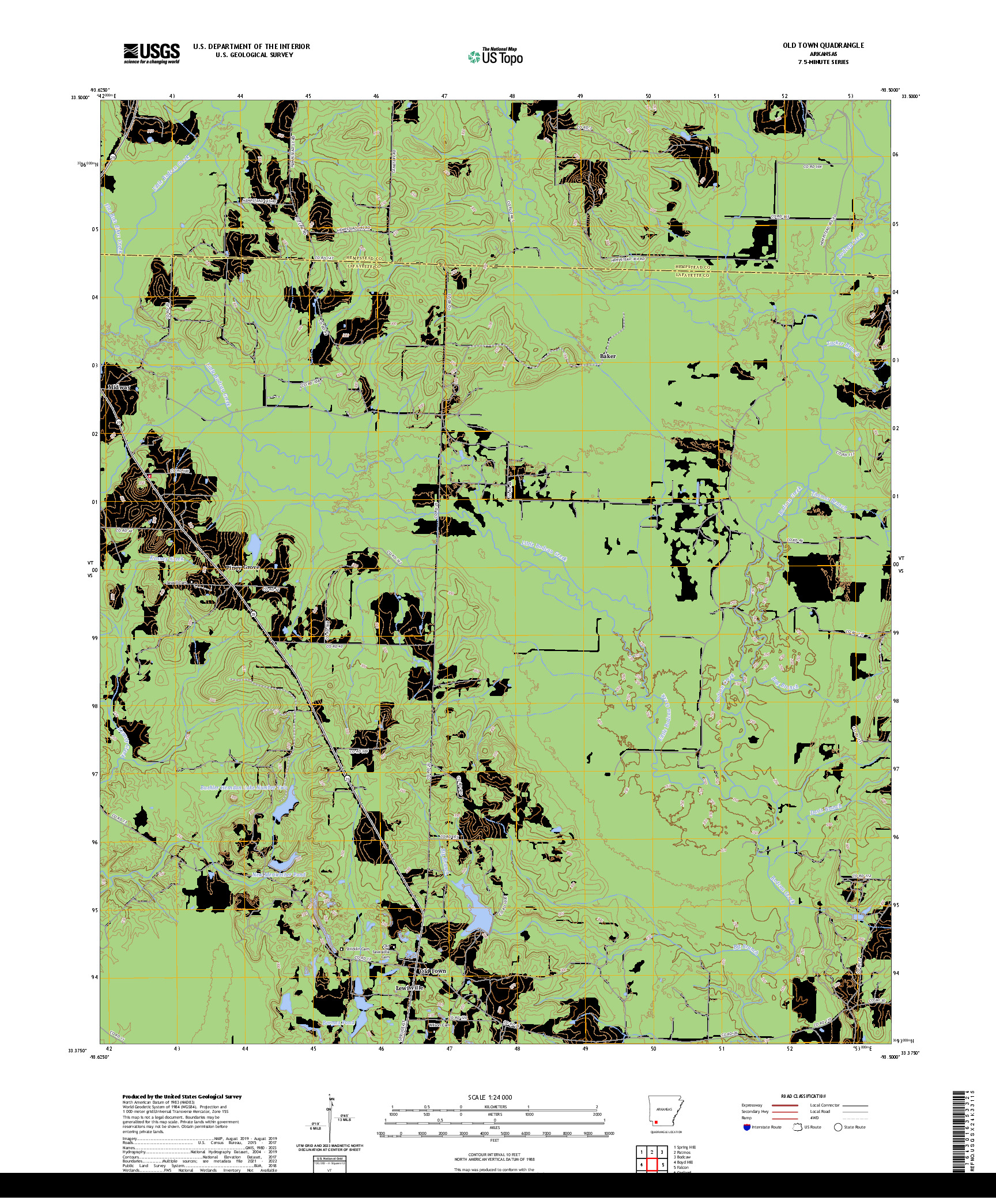 US TOPO 7.5-MINUTE MAP FOR OLD TOWN, AR