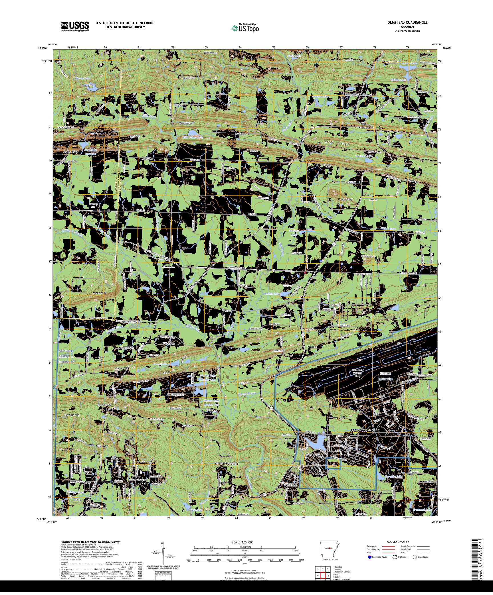 US TOPO 7.5-MINUTE MAP FOR OLMSTEAD, AR