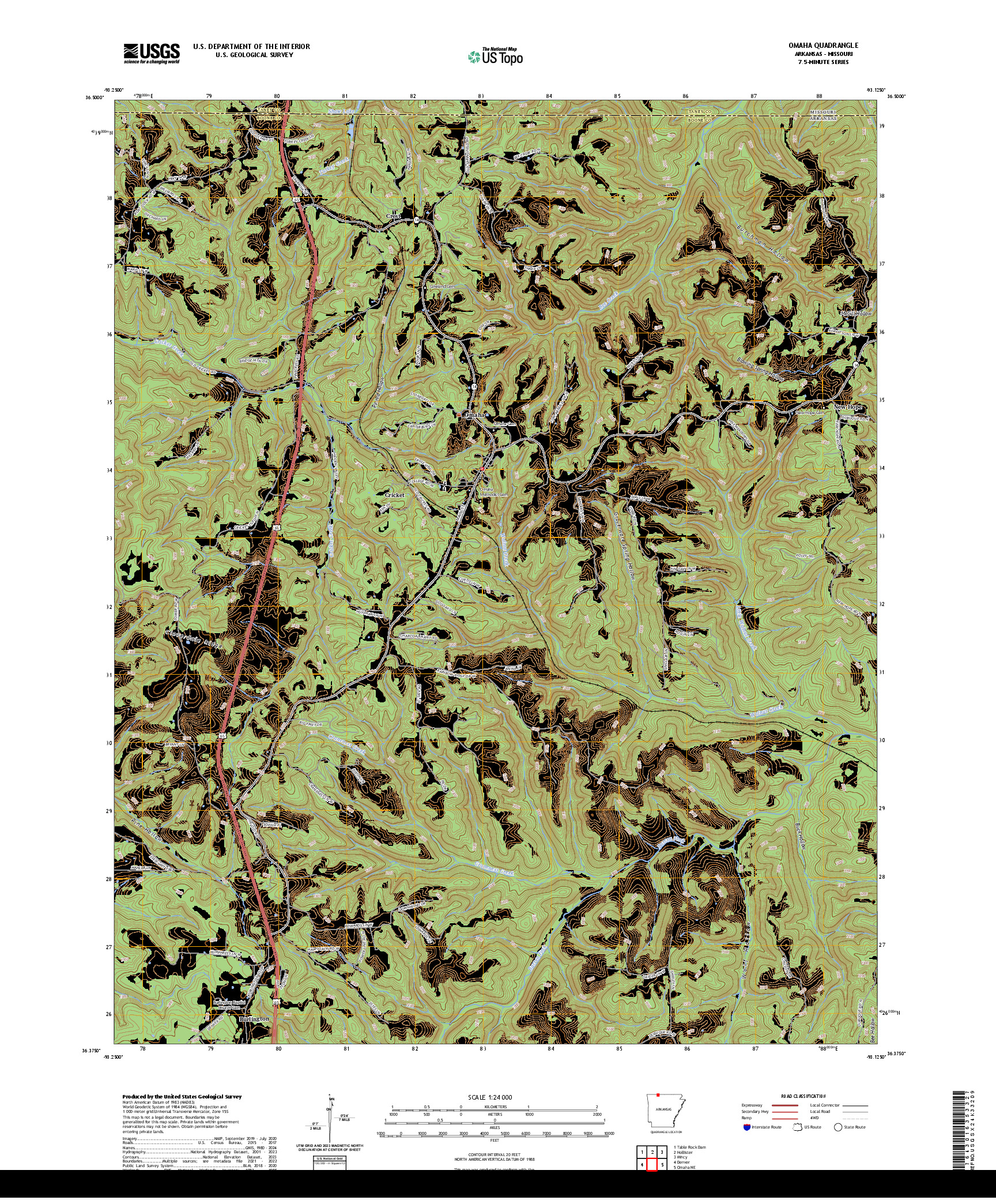 US TOPO 7.5-MINUTE MAP FOR OMAHA, AR,MO
