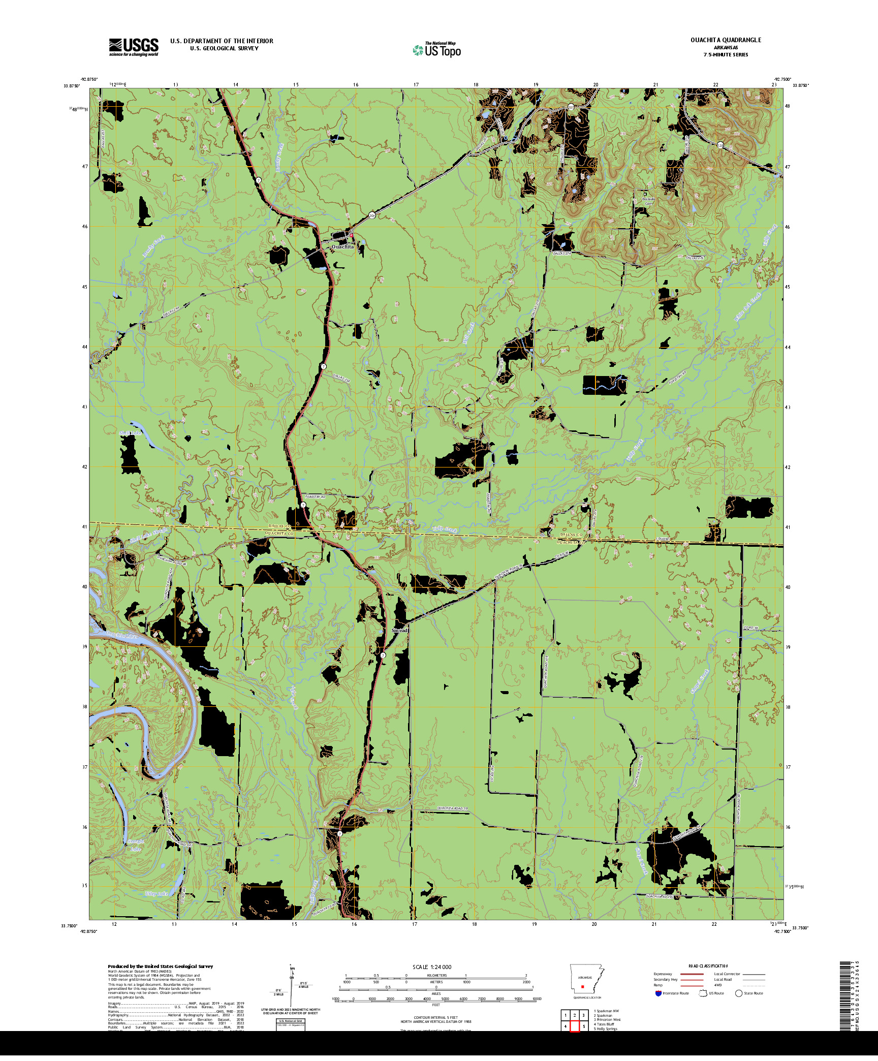 US TOPO 7.5-MINUTE MAP FOR OUACHITA, AR