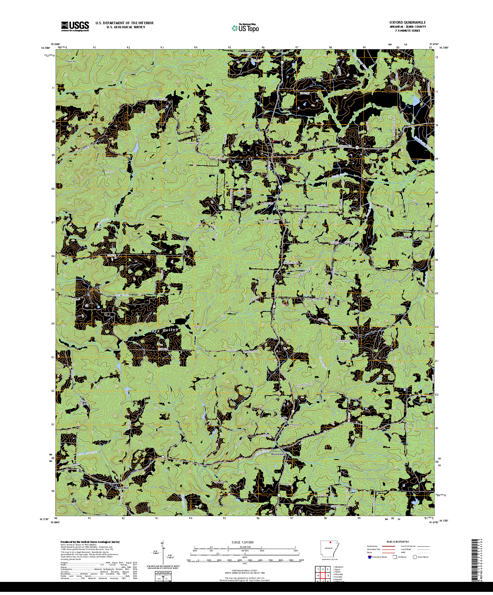 US TOPO 7.5-MINUTE MAP FOR OXFORD, AR