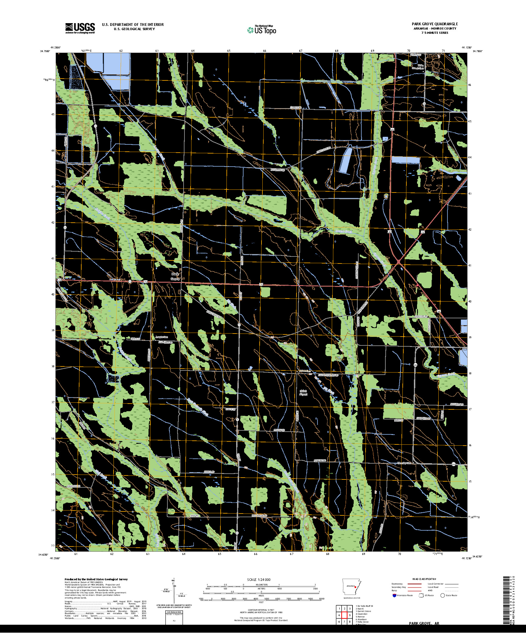 US TOPO 7.5-MINUTE MAP FOR PARK GROVE, AR
