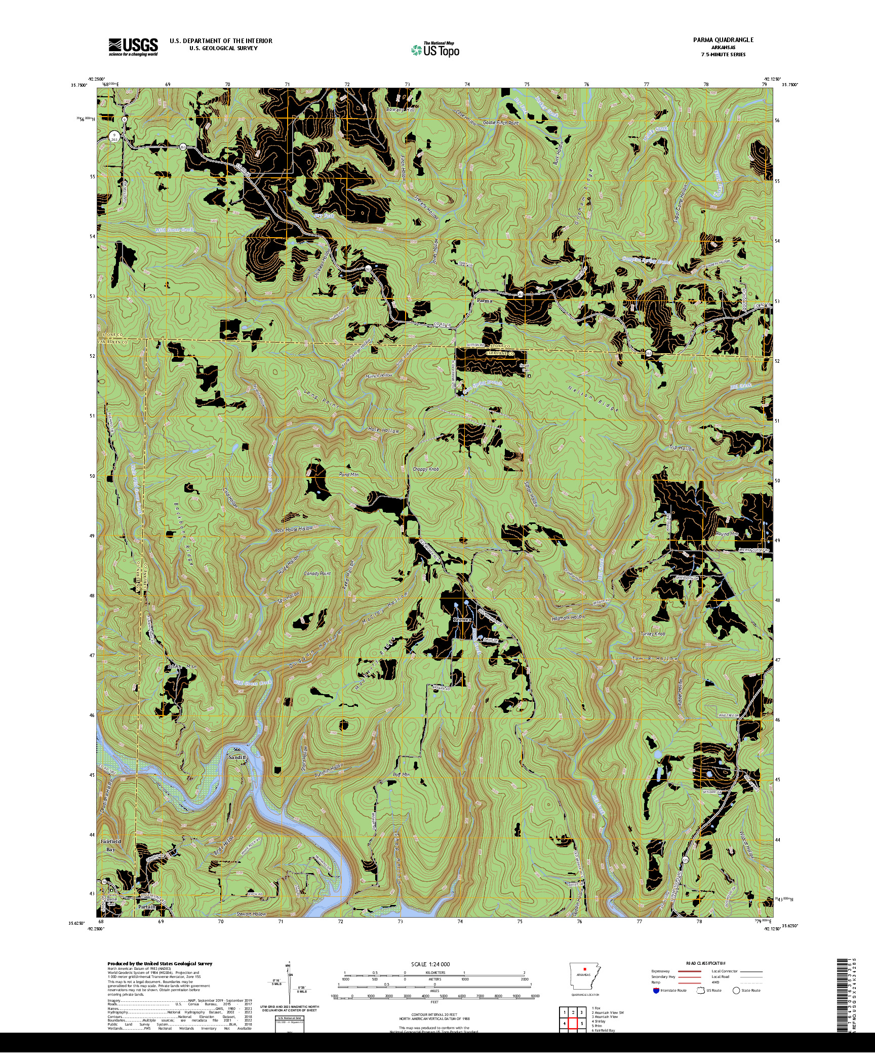 US TOPO 7.5-MINUTE MAP FOR PARMA, AR
