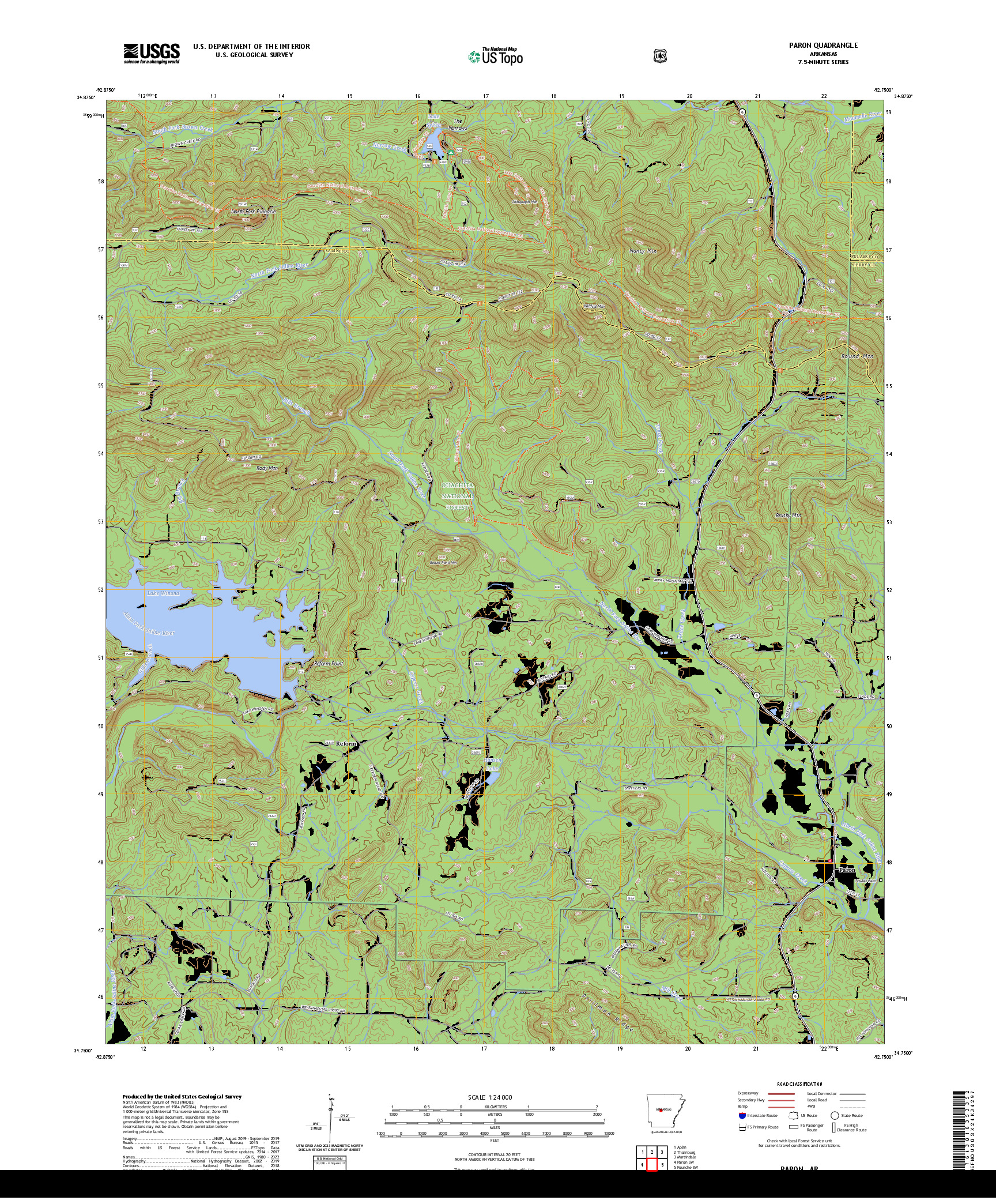 US TOPO 7.5-MINUTE MAP FOR PARON, AR
