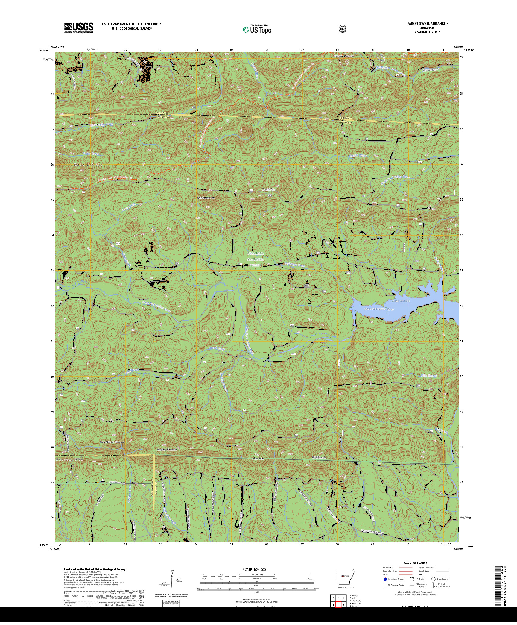 US TOPO 7.5-MINUTE MAP FOR PARON SW, AR
