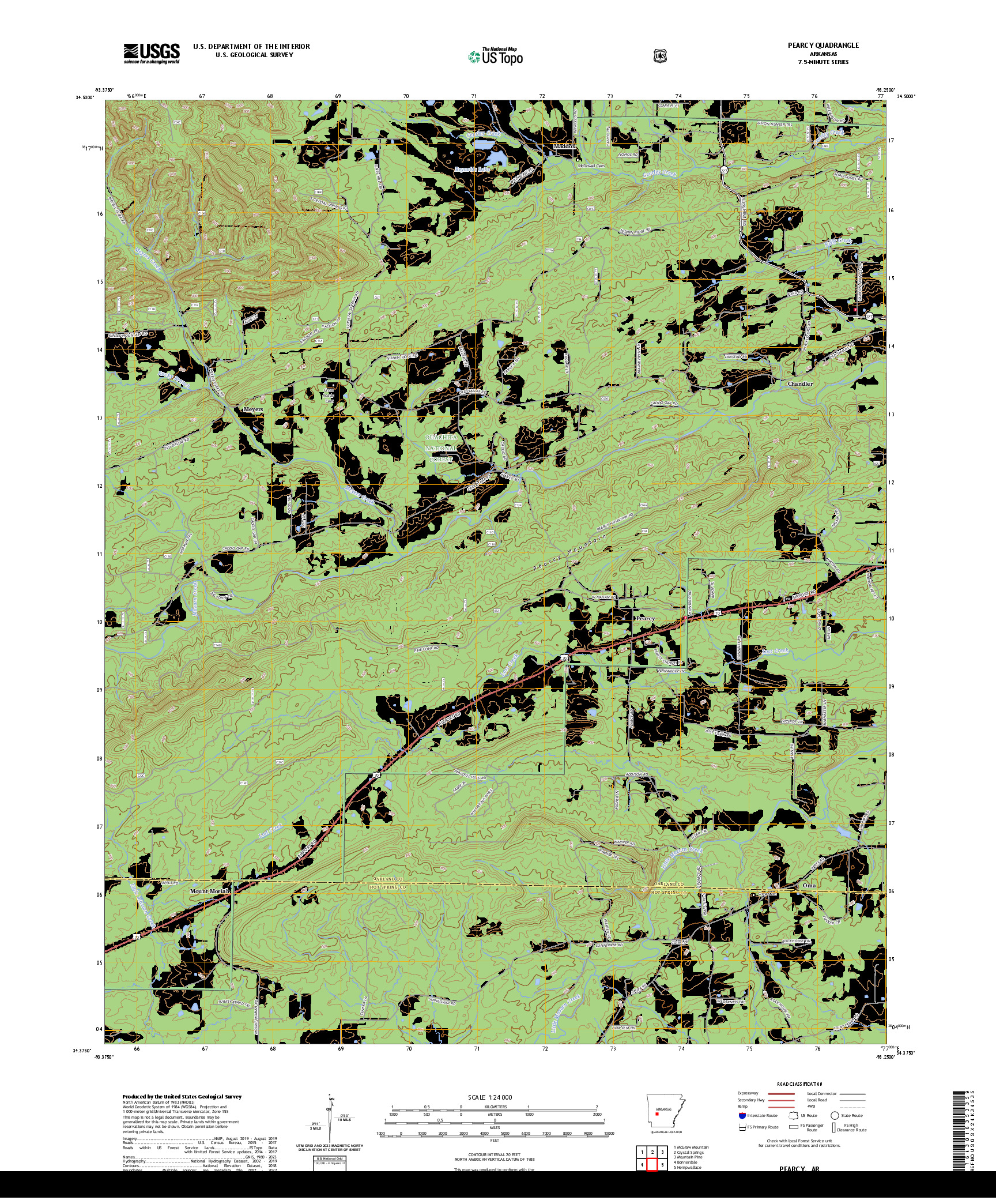 US TOPO 7.5-MINUTE MAP FOR PEARCY, AR