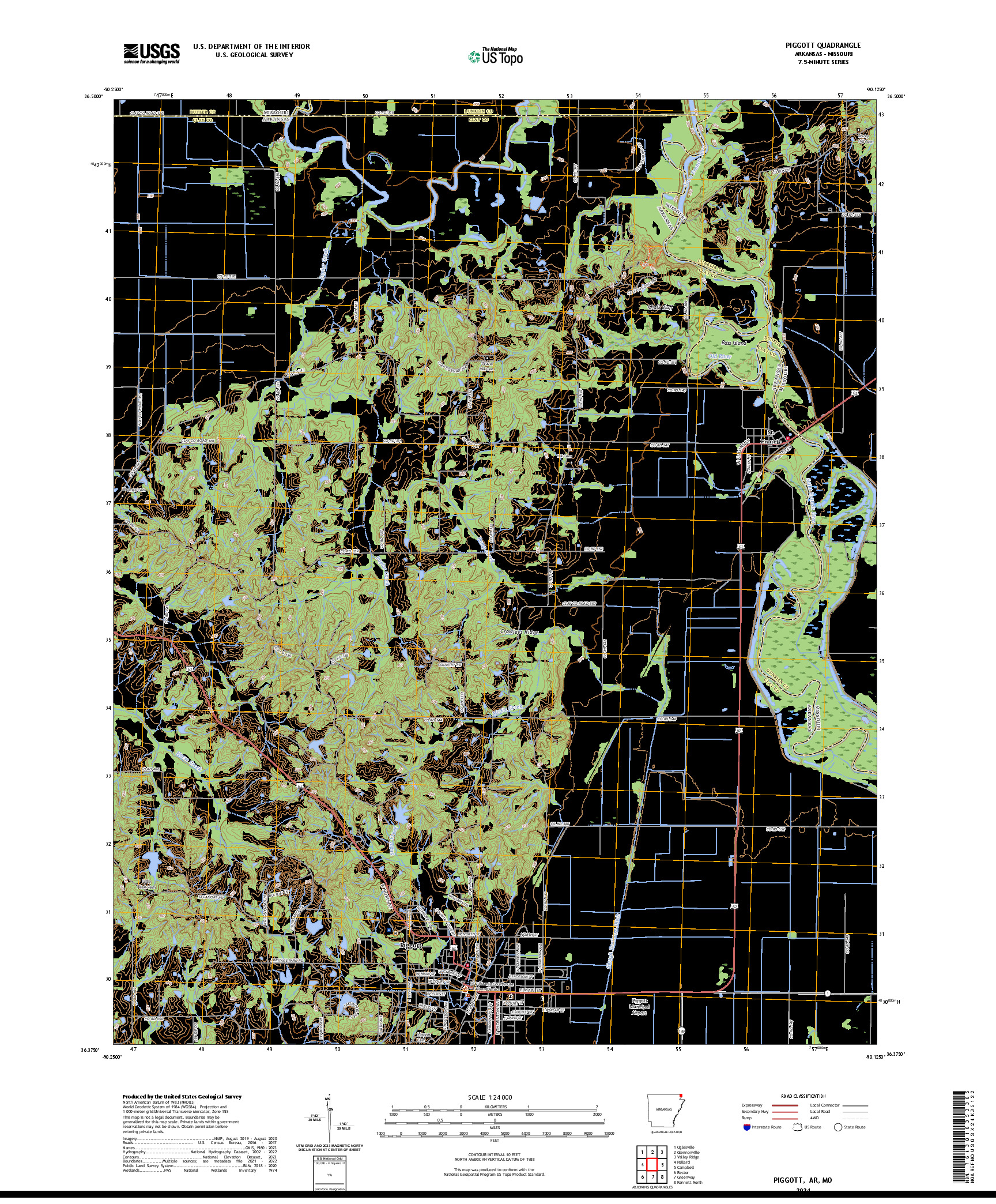 US TOPO 7.5-MINUTE MAP FOR PIGGOTT, AR,MO