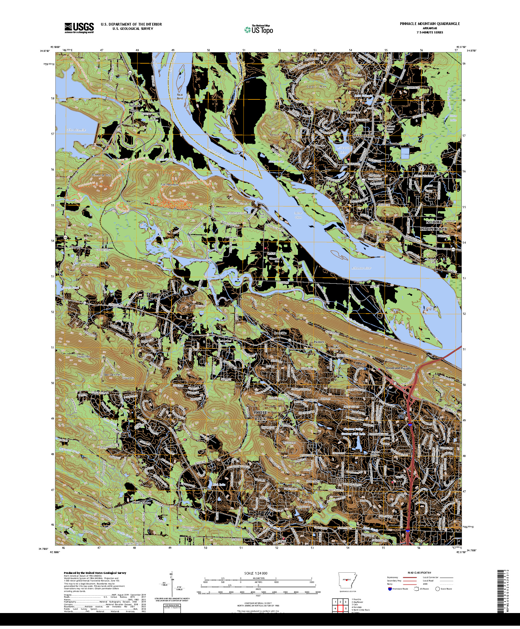 US TOPO 7.5-MINUTE MAP FOR PINNACLE MOUNTAIN, AR