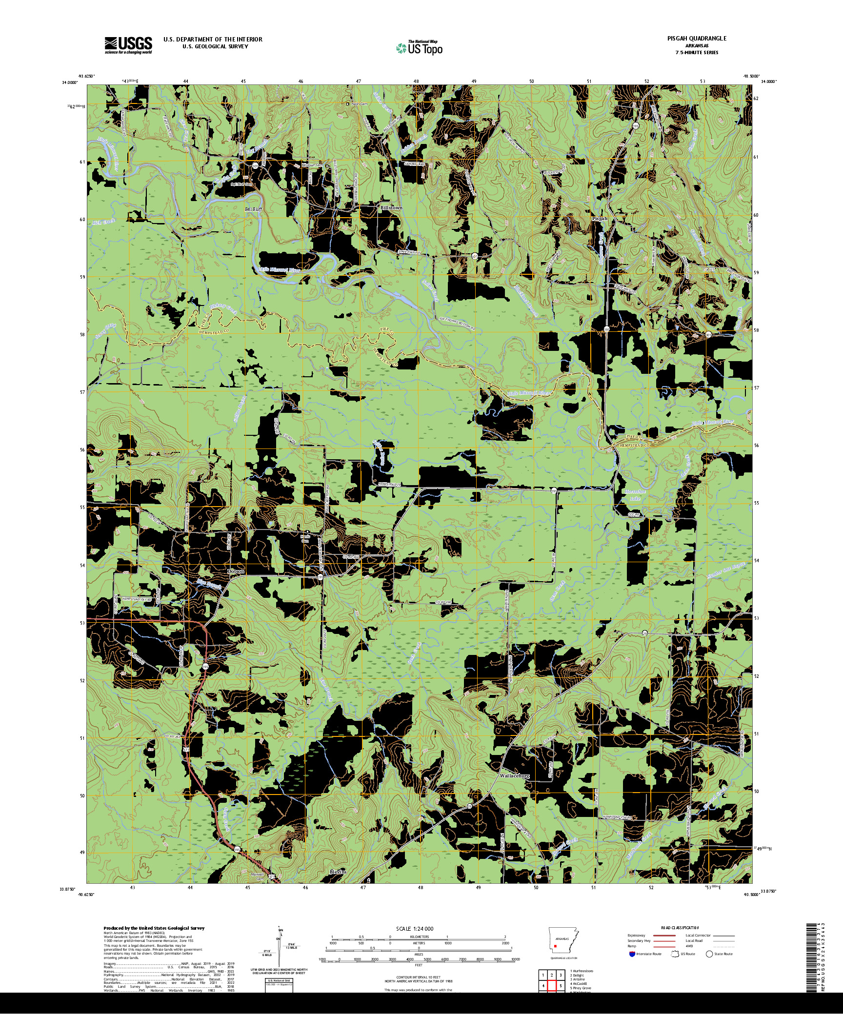 US TOPO 7.5-MINUTE MAP FOR PISGAH, AR