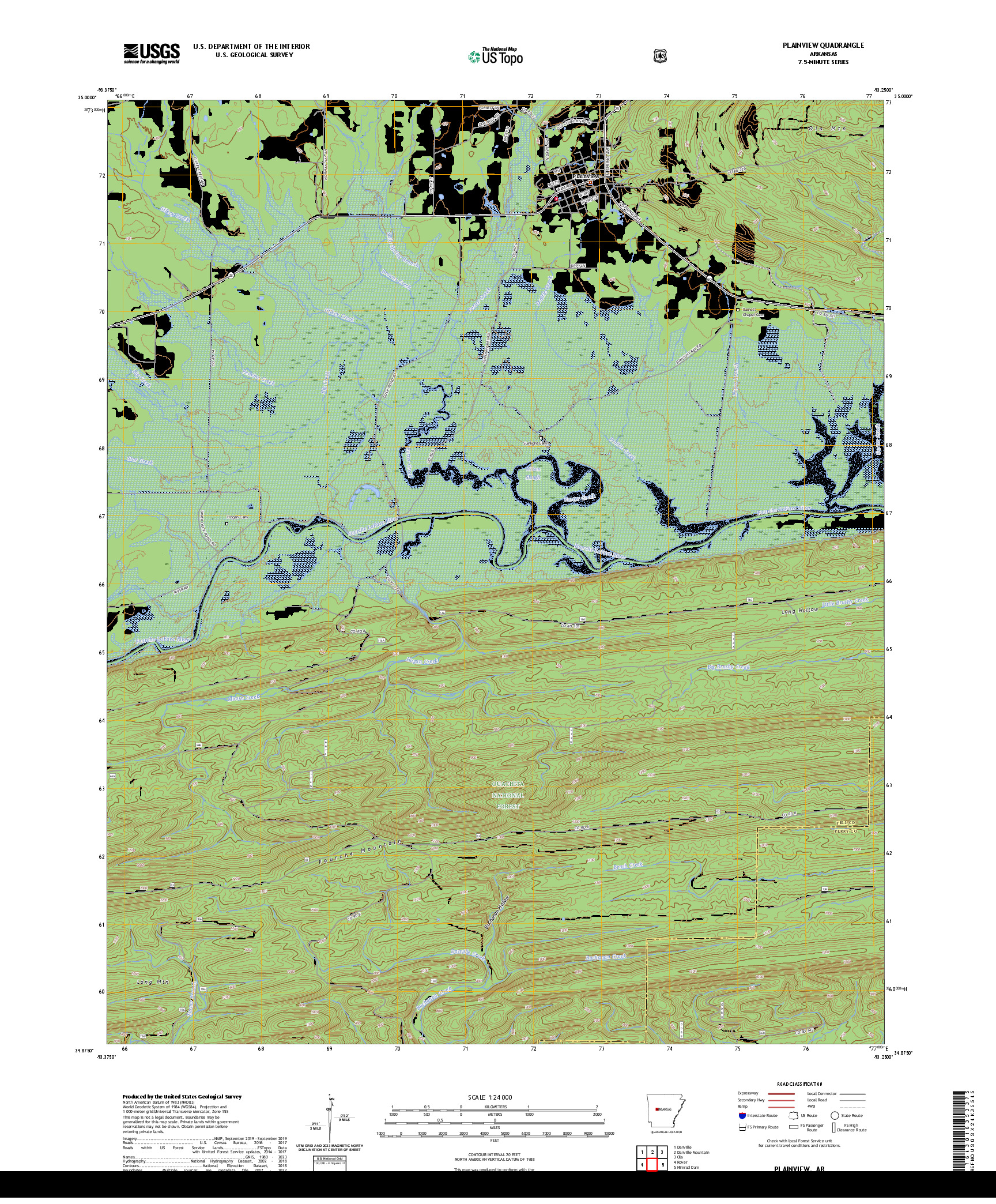 US TOPO 7.5-MINUTE MAP FOR PLAINVIEW, AR
