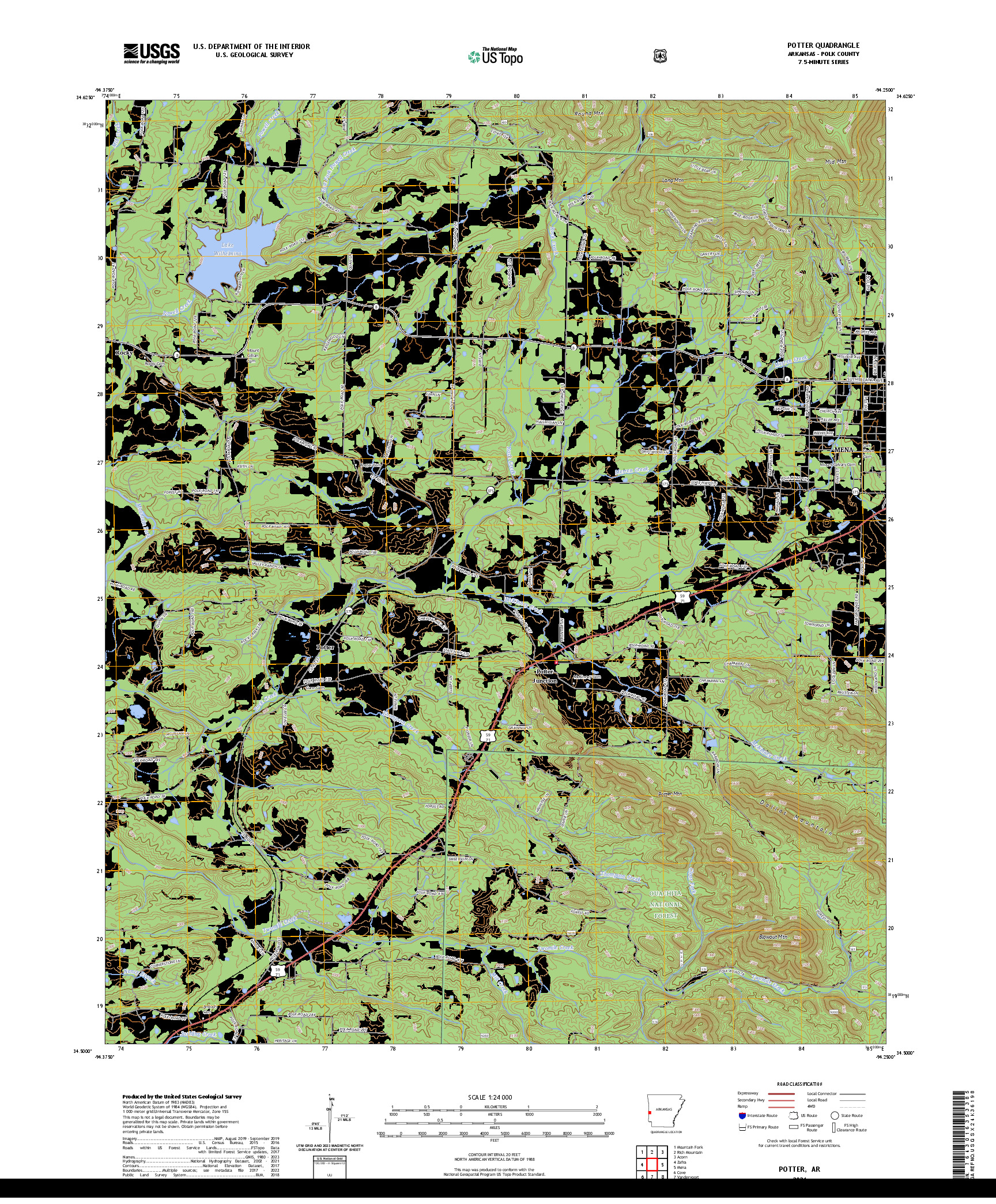 US TOPO 7.5-MINUTE MAP FOR POTTER, AR