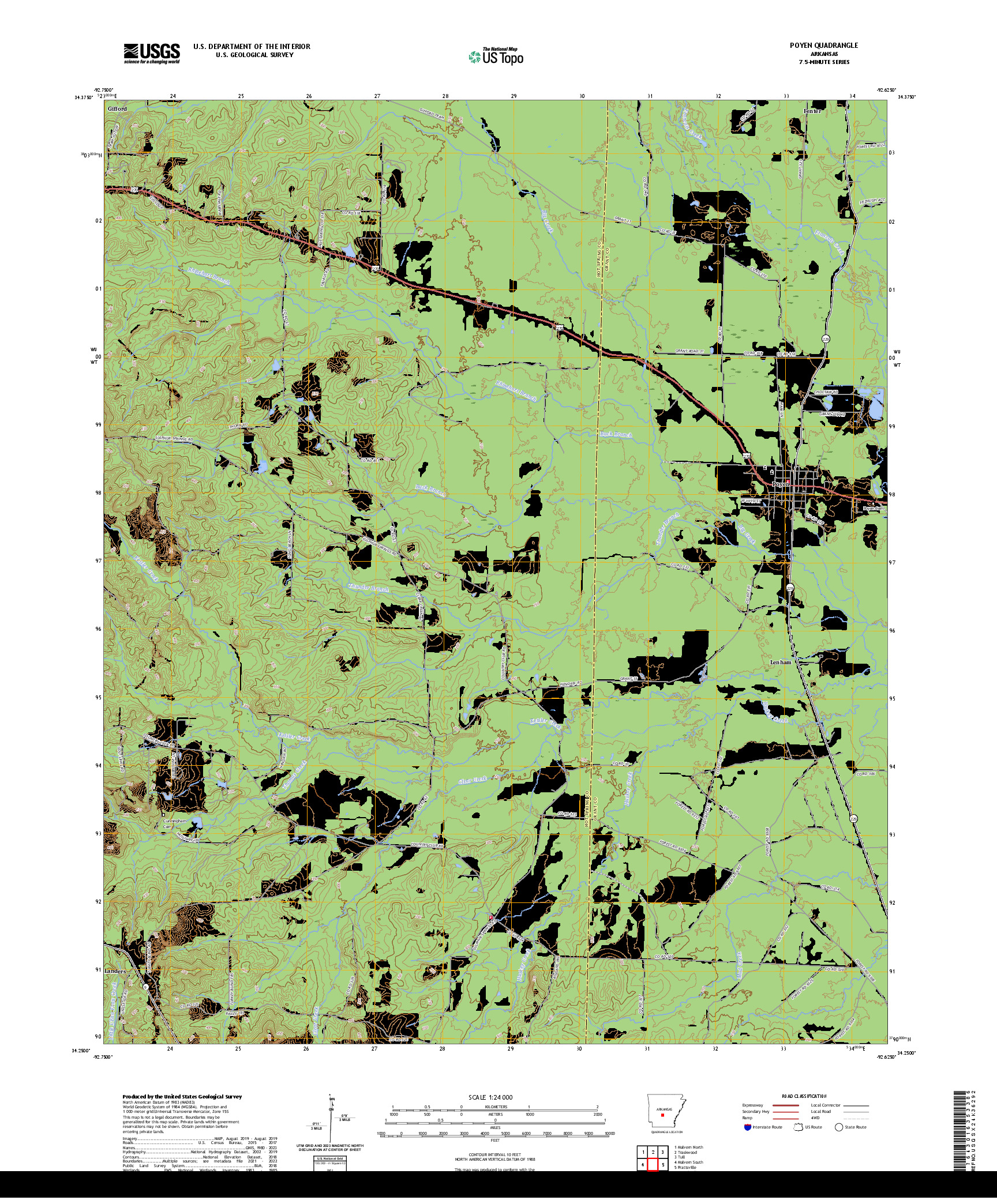 US TOPO 7.5-MINUTE MAP FOR POYEN, AR