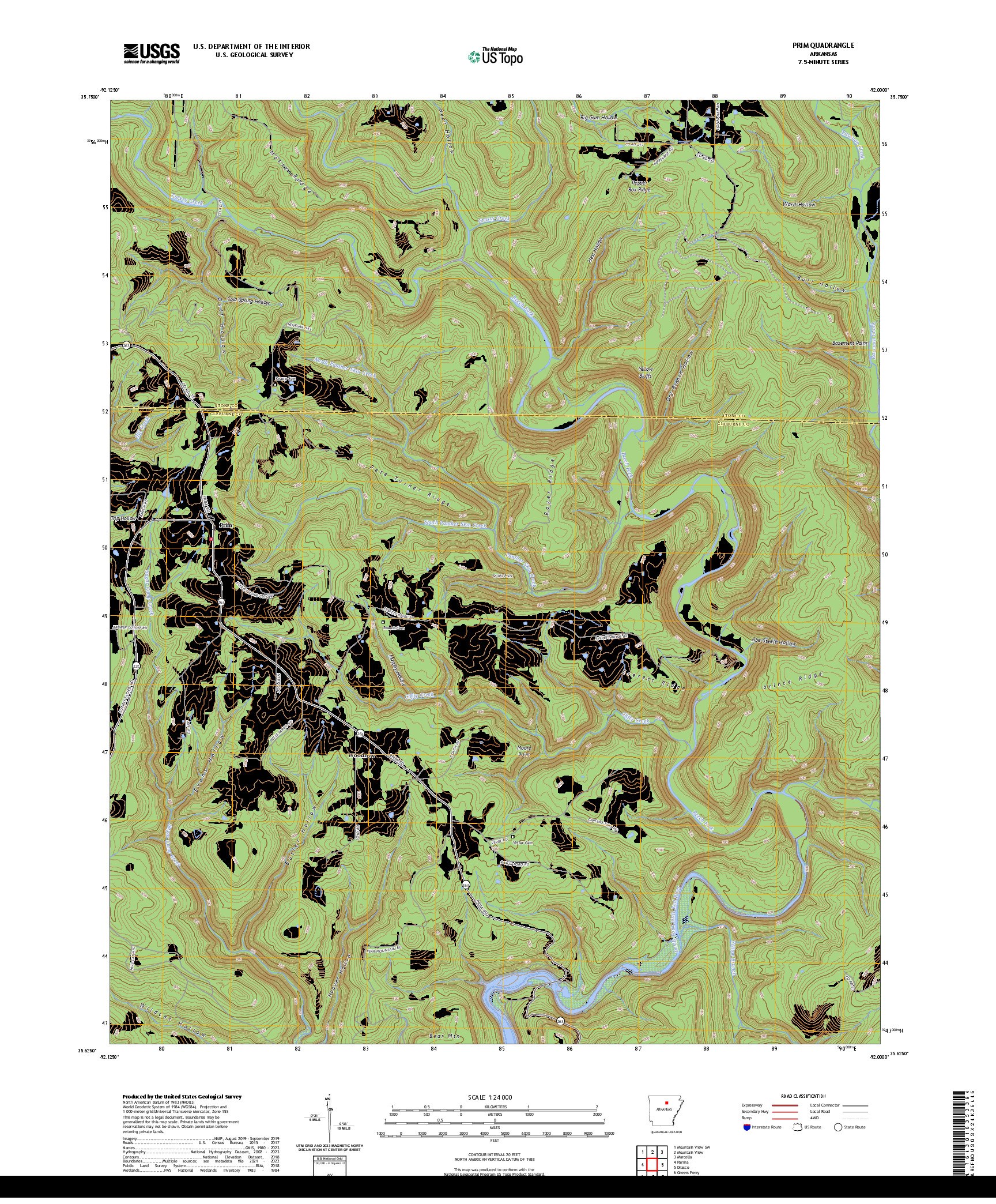 US TOPO 7.5-MINUTE MAP FOR PRIM, AR
