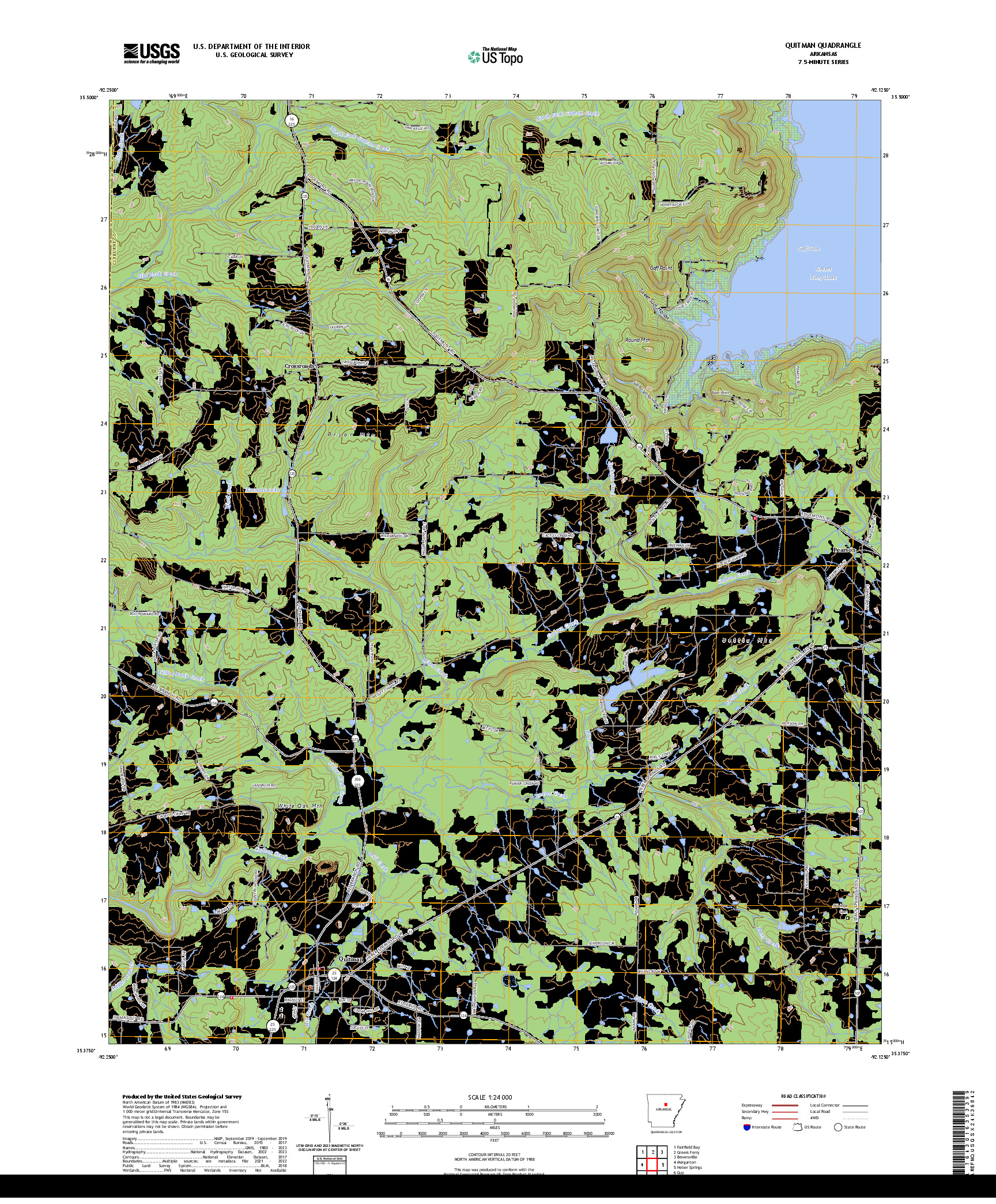 US TOPO 7.5-MINUTE MAP FOR QUITMAN, AR