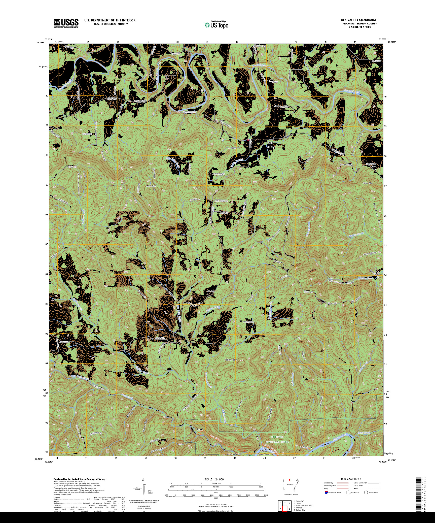US TOPO 7.5-MINUTE MAP FOR REA VALLEY, AR