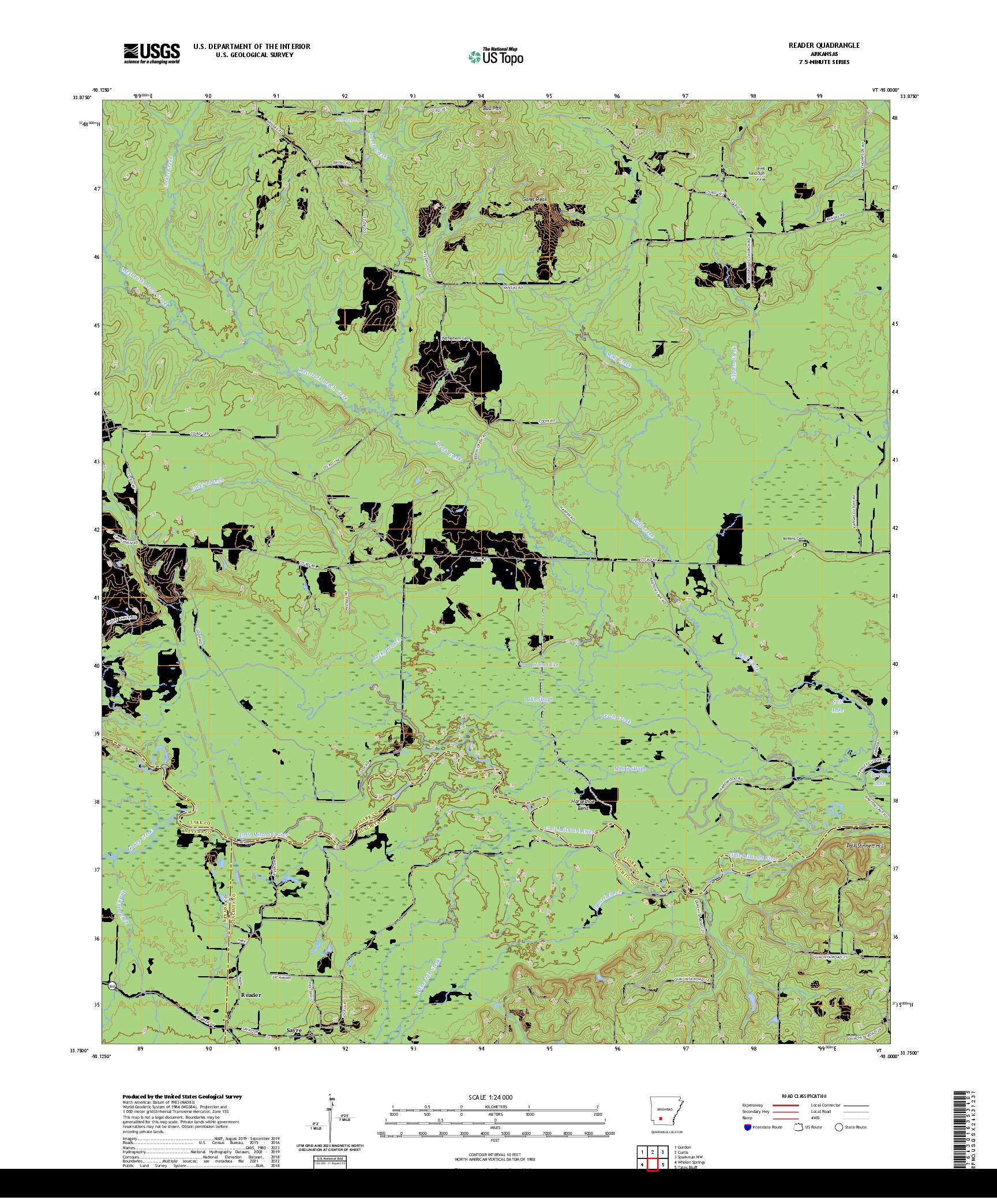 US TOPO 7.5-MINUTE MAP FOR READER, AR