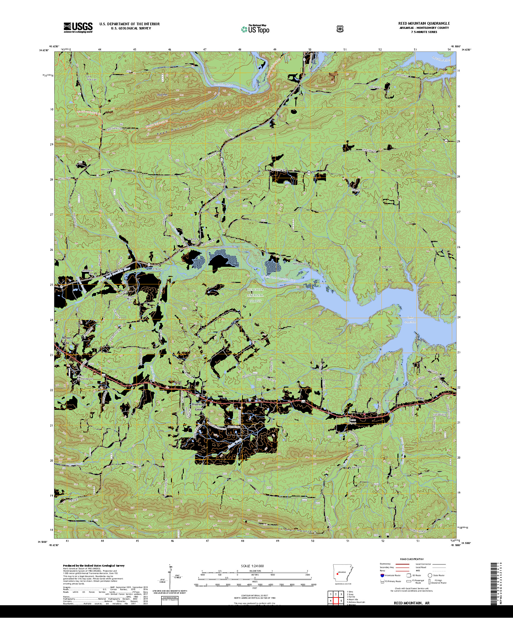 US TOPO 7.5-MINUTE MAP FOR REED MOUNTAIN, AR