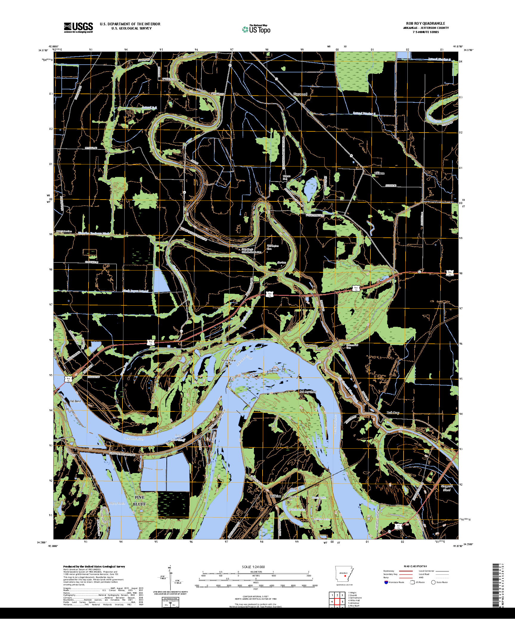 US TOPO 7.5-MINUTE MAP FOR ROB ROY, AR