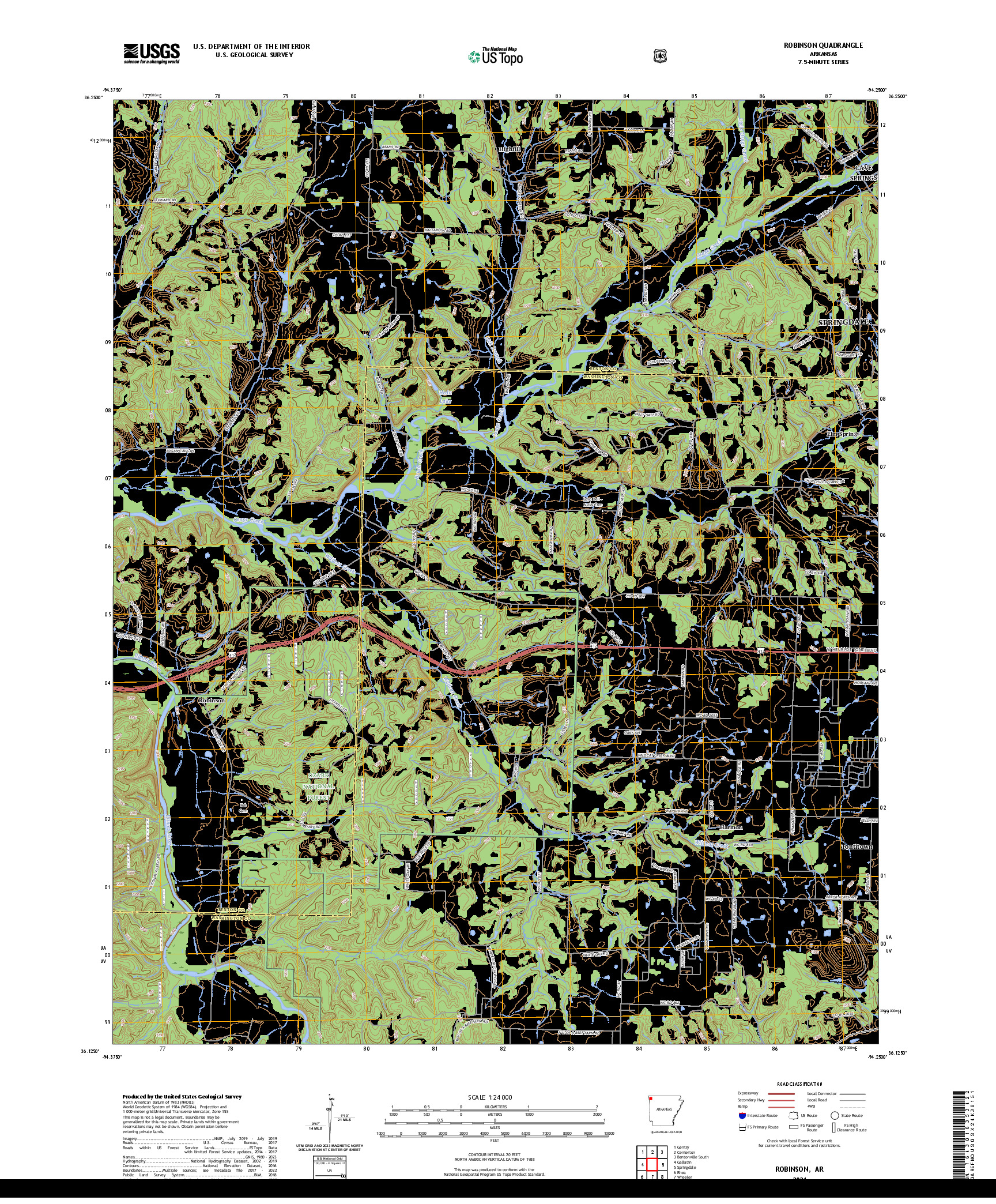 US TOPO 7.5-MINUTE MAP FOR ROBINSON, AR