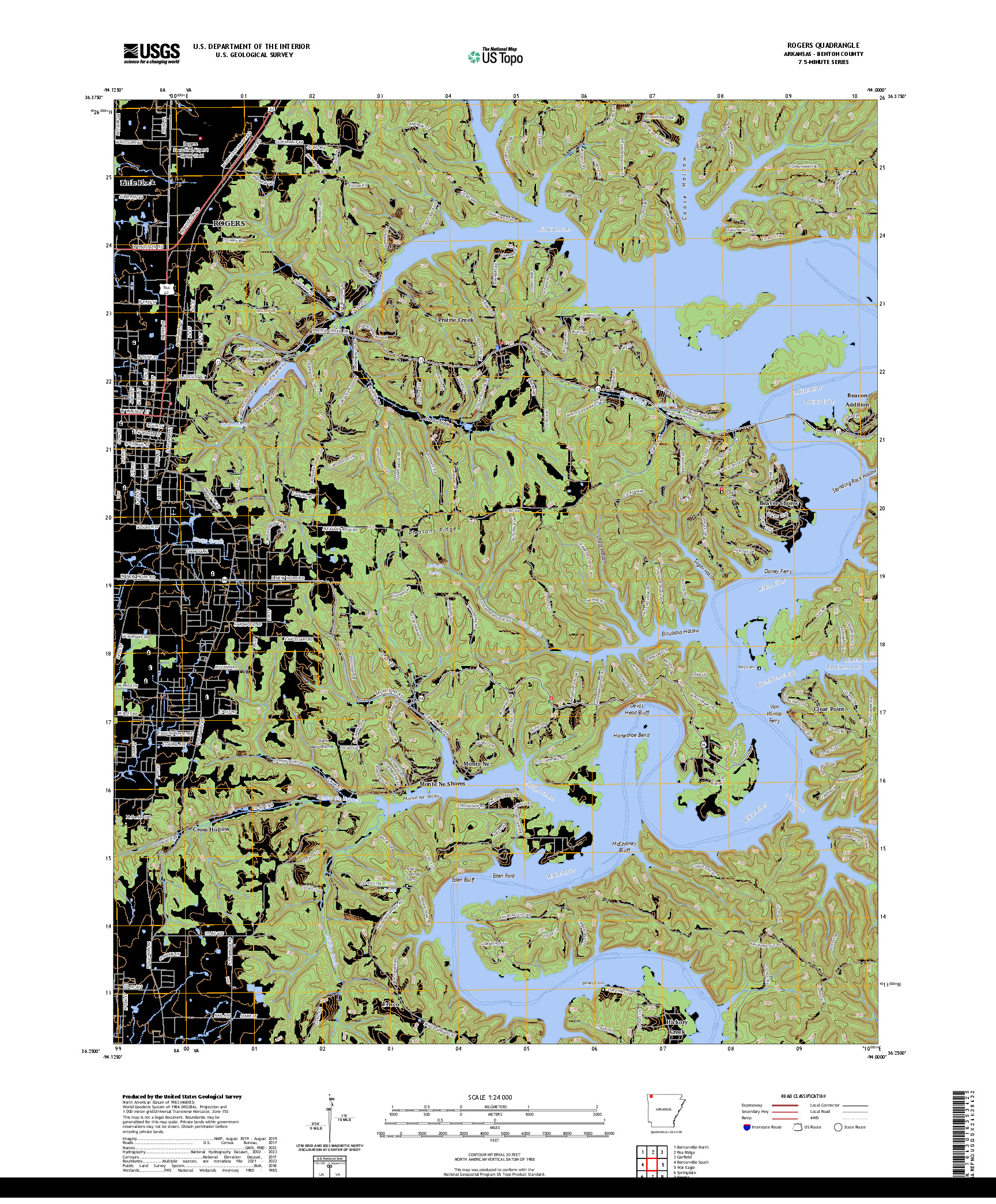 US TOPO 7.5-MINUTE MAP FOR ROGERS, AR