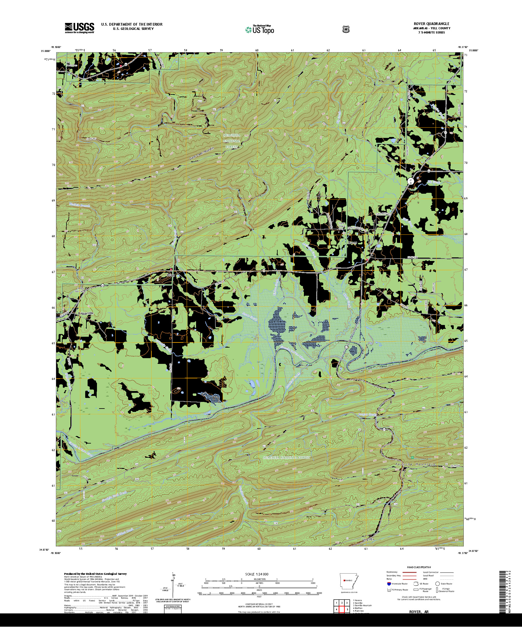 US TOPO 7.5-MINUTE MAP FOR ROVER, AR