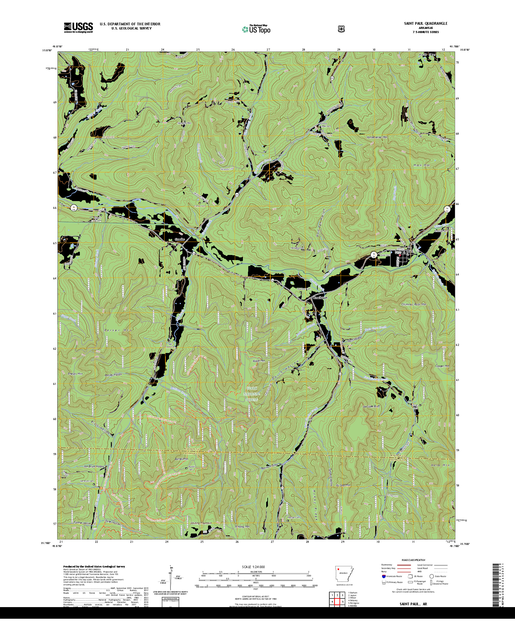 US TOPO 7.5-MINUTE MAP FOR SAINT PAUL, AR